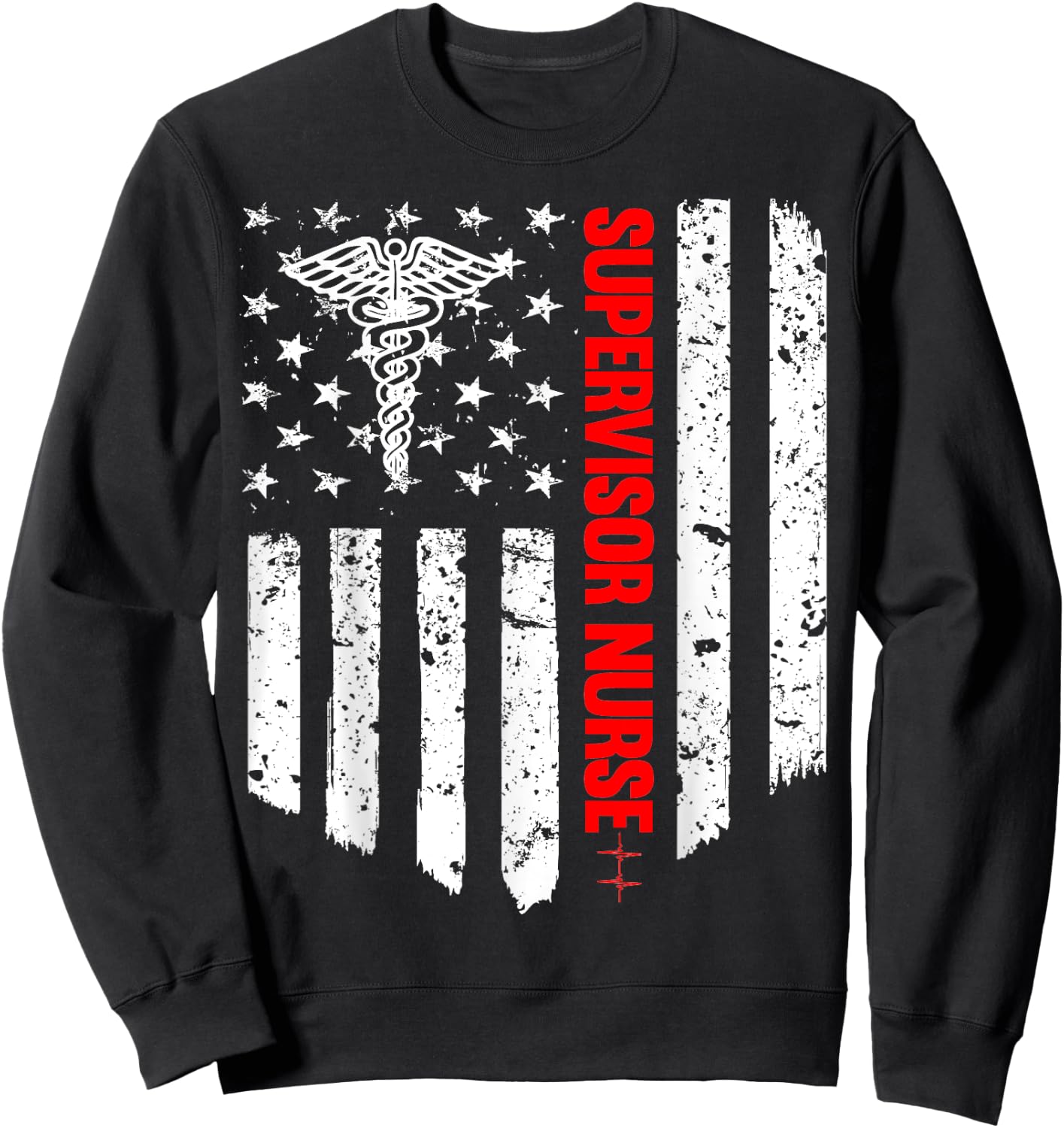 Supervisor Nurse American Flag RN Registered Nurse Gift Men Sweatshirt - Sweatshirt | Black