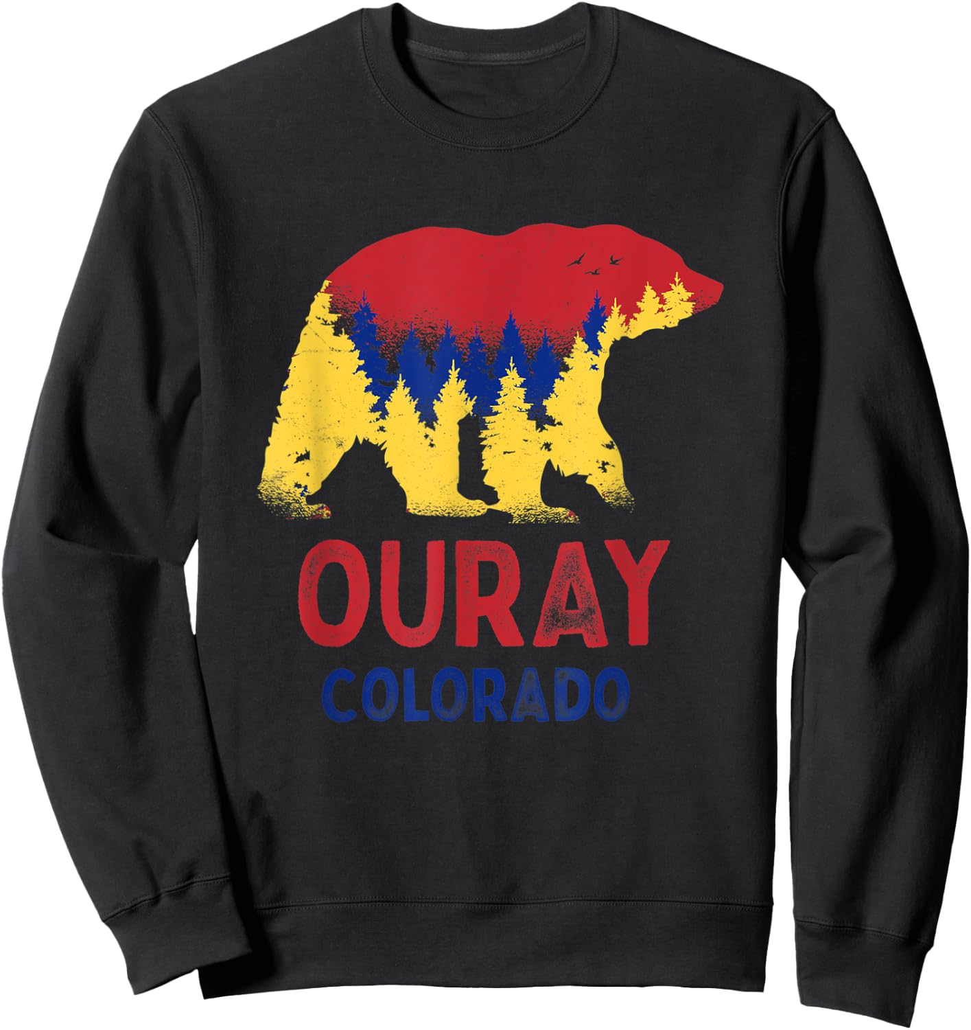 Ouray Colorado Rocky Mountains CO Black Mountain Bear Sweatshirt - Sweatshirt | Black