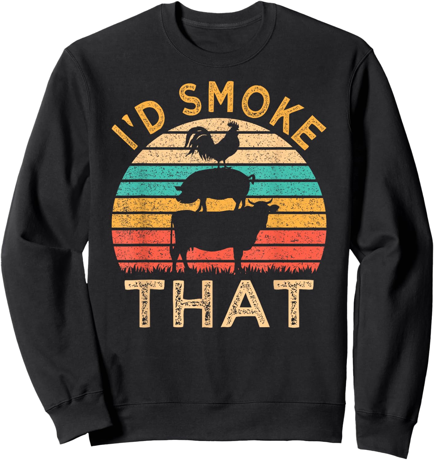 Funny BBQ I'd Smoke That Barbeque Retro Grilling Sweatshirt - Sweatshirt | Black