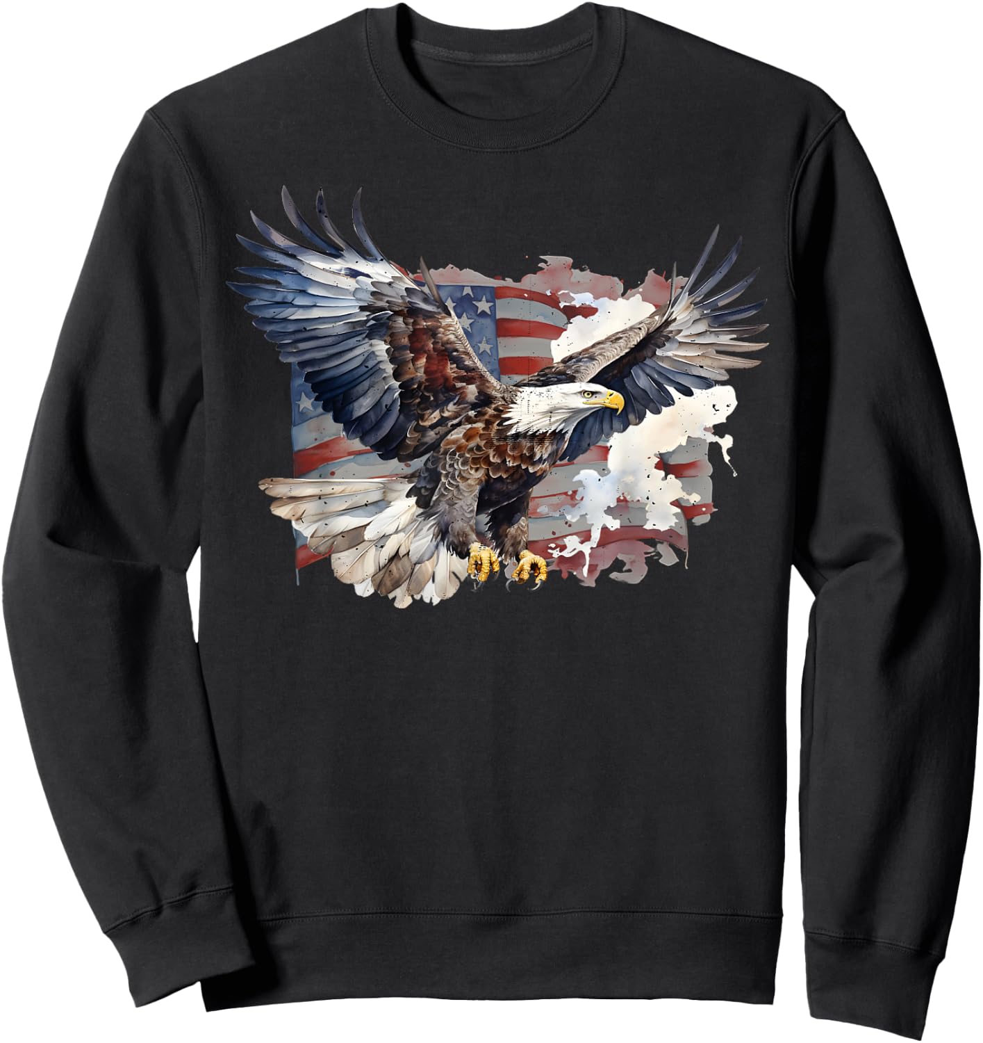 American Nature Bald Eagle Mullet US Flag Patriot Bird Lover Sweatshirt - Sweatshirt | Black