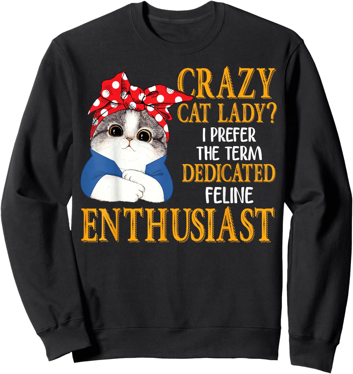 Crazy Cat Lady I Prefer The Term Dedicated Feline Enthusiast Sweatshirt - Sweatshirt | Black