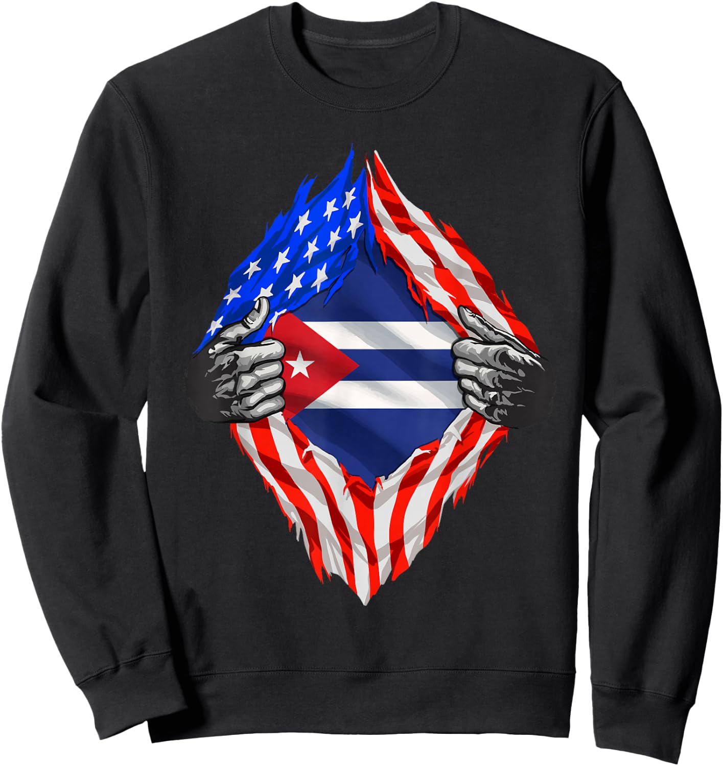 Cuba Shirt American Cuban Flag Hispanic Pride Cubans Roots Sweatshirt - Sweatshirt | Black