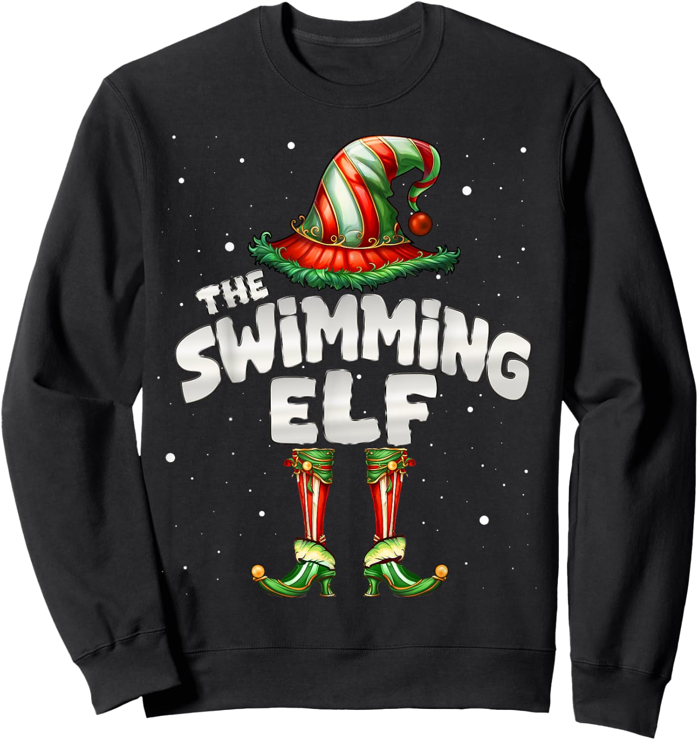 I'm The Swimming Elf Family Matching Group Christmas Sweatshirt - Sweatshirt | Black