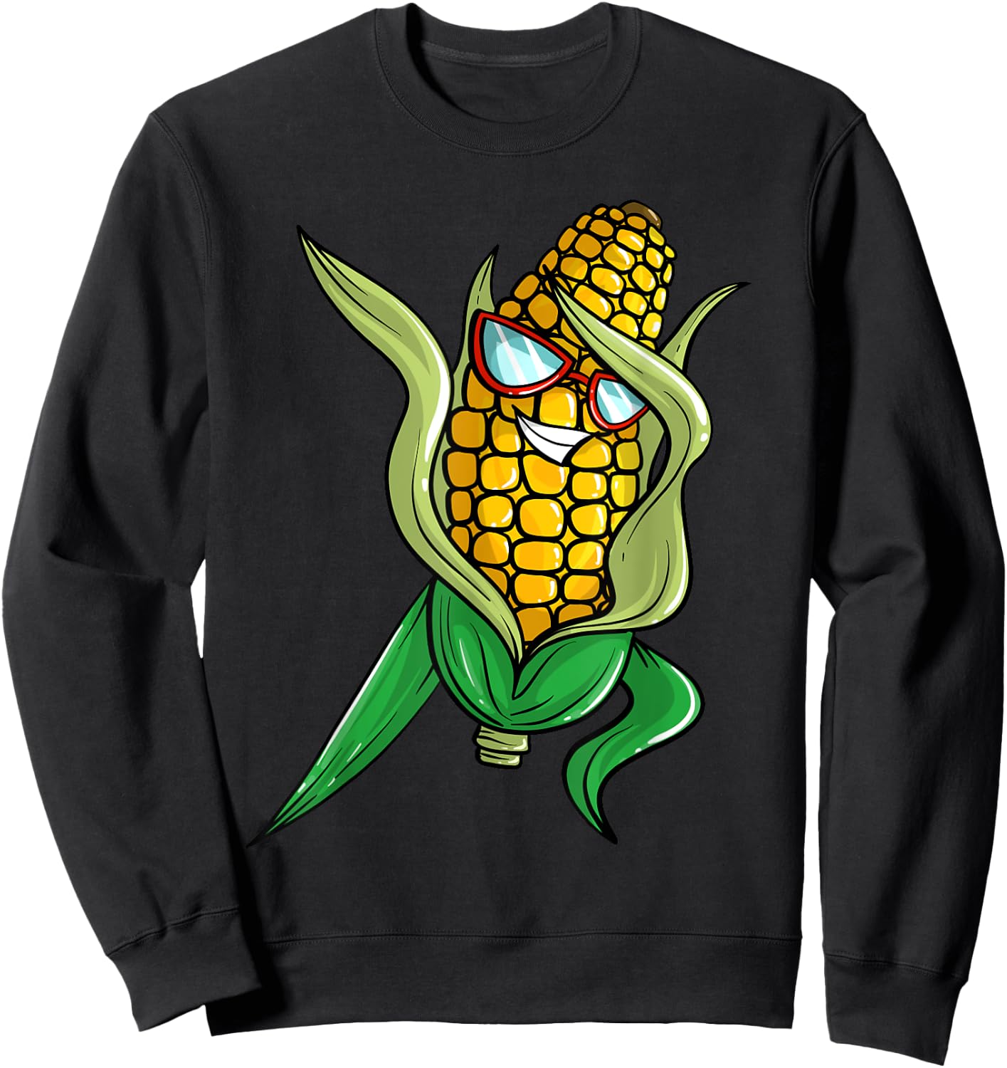 Funny Dabbing Corn Gift | Cute Dancing Farmers Men Women Sweatshirt - Sweatshirt | Black