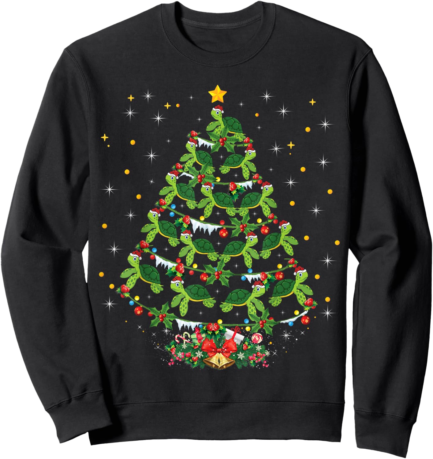 Sea Turtles Lover Xmas Gift Sea Turtle Christmas Tree Sweatshirt - Sweatshirt | Black