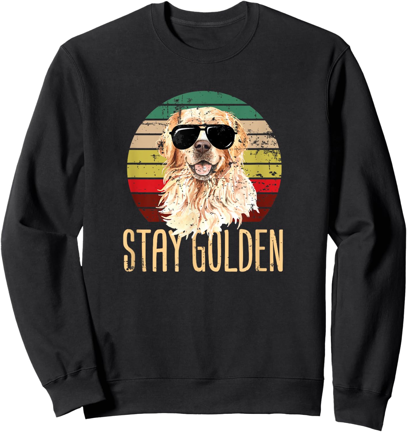 Stay Golden Funny Retro Golden Retriever Dog Breed Lover Men Women Girls Kids Sweatshirt - Sweatshirt | Black