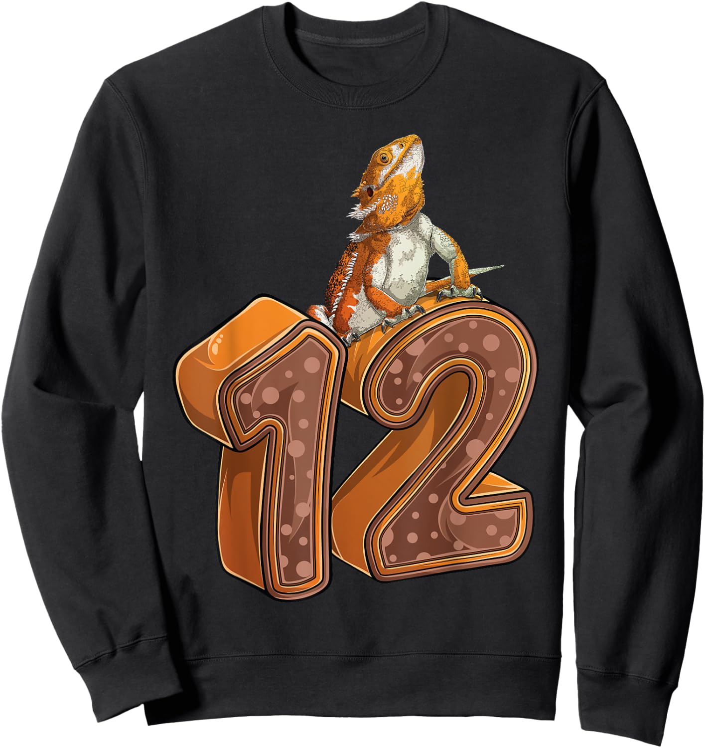 12 Year Old Bearded dragon Reptile 12th Birthday Party B-day Sweatshirt - Sweatshirt | Black