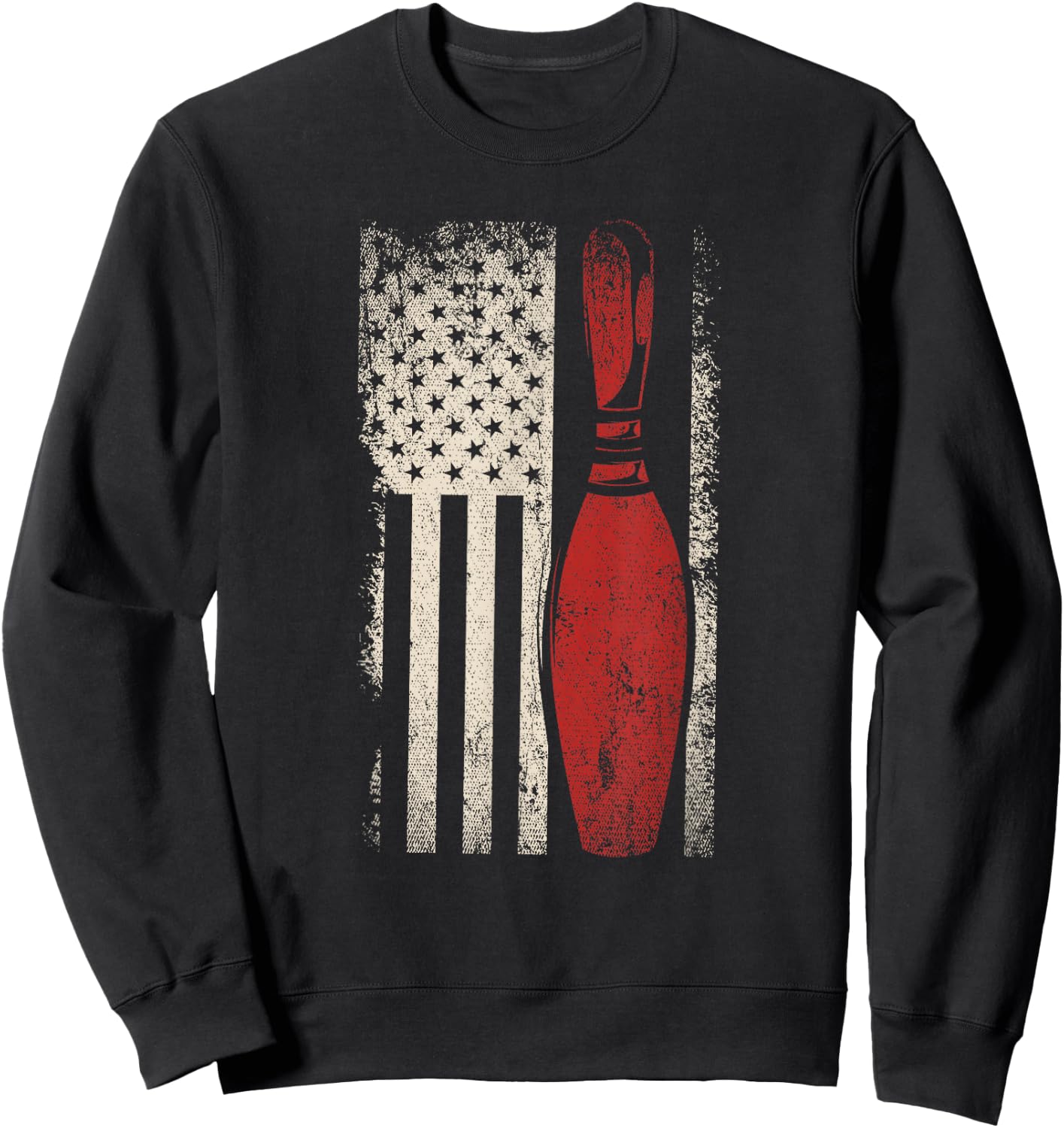 USA Flag Patriotic American Bowler Gift Bowling Pins Bowling Small Sweatshirt - Sweatshirt | Black