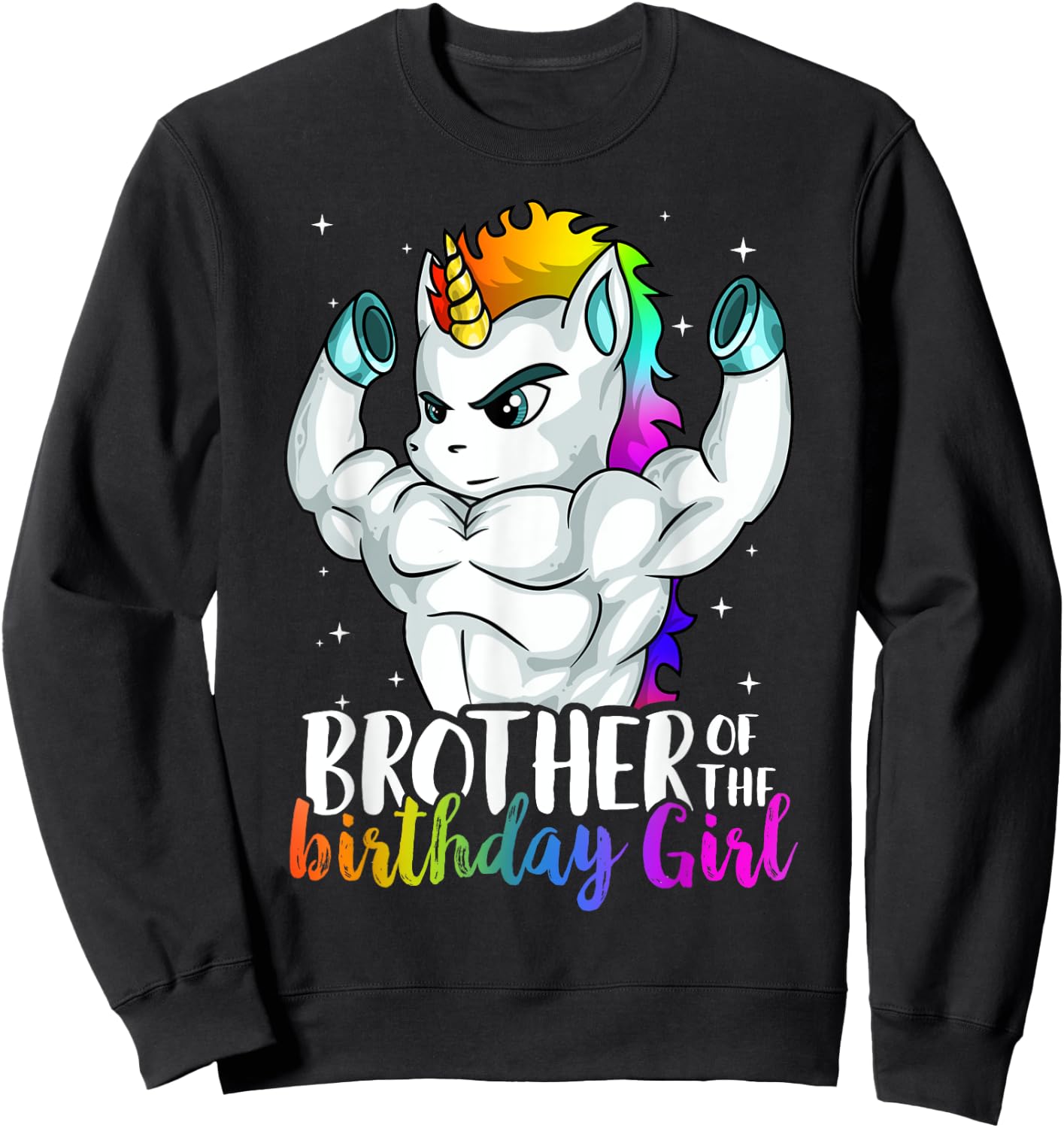 Brother of Birthday Girl Unicorn Boys Son Grandkid Nephew Sweatshirt - Sweatshirt | Black