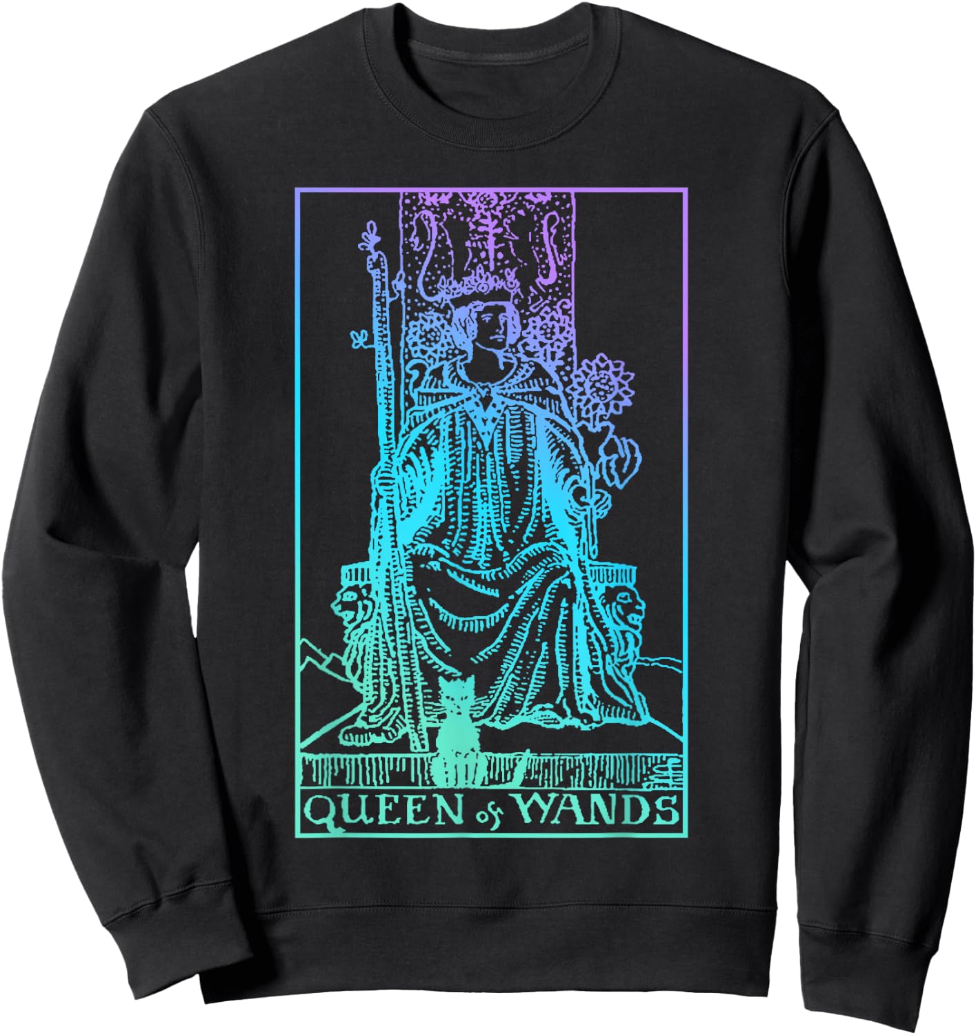 Queen of Wands Tarot Card Rider Waite Witchy Sweatshirt - Sweatshirt | Black