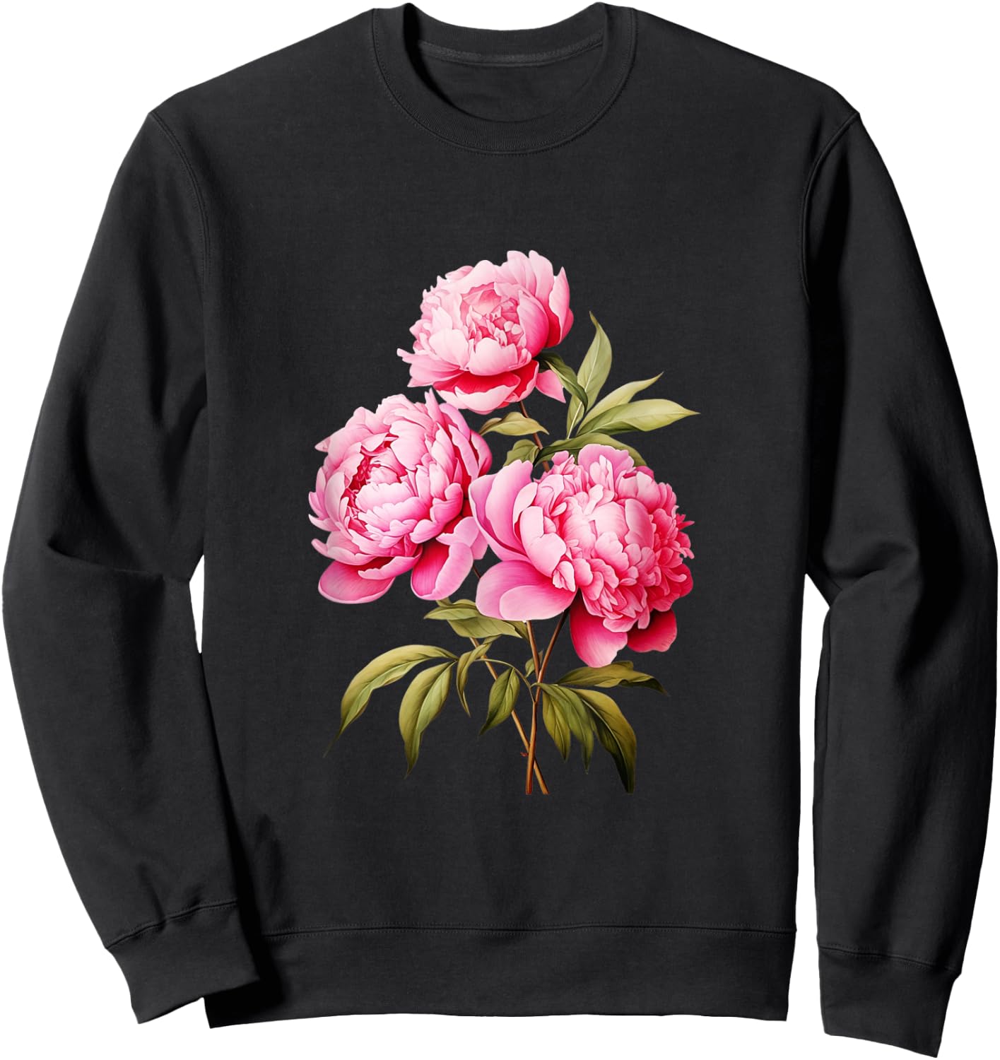 Peony Shirt Beautiful Pink Peonies Flowers Sweatshirt - Sweatshirt | Black