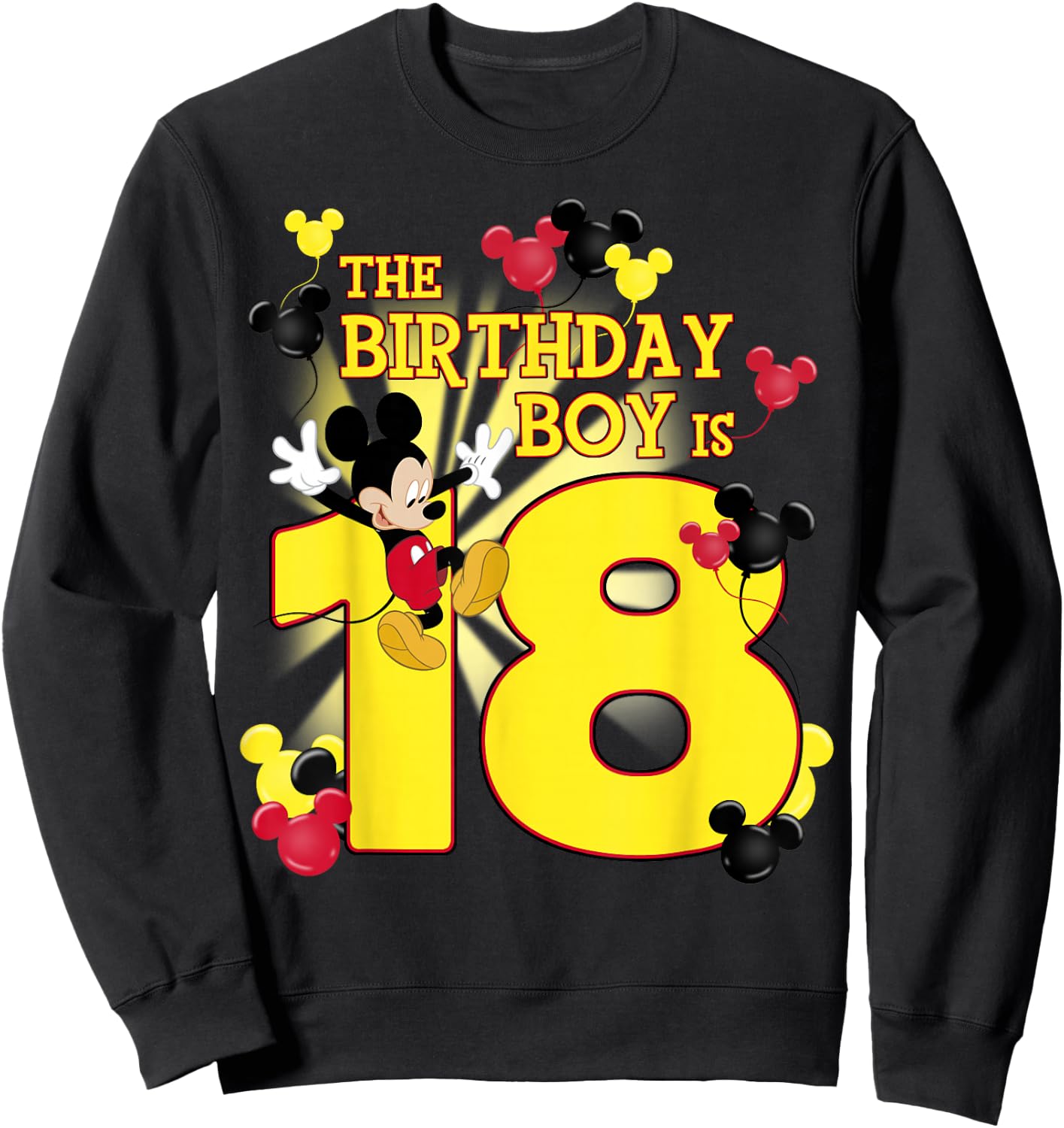 Disney Mickey And Friends Mickey 18th Birthday Boy Sweatshirt - Sweatshirt | Black
