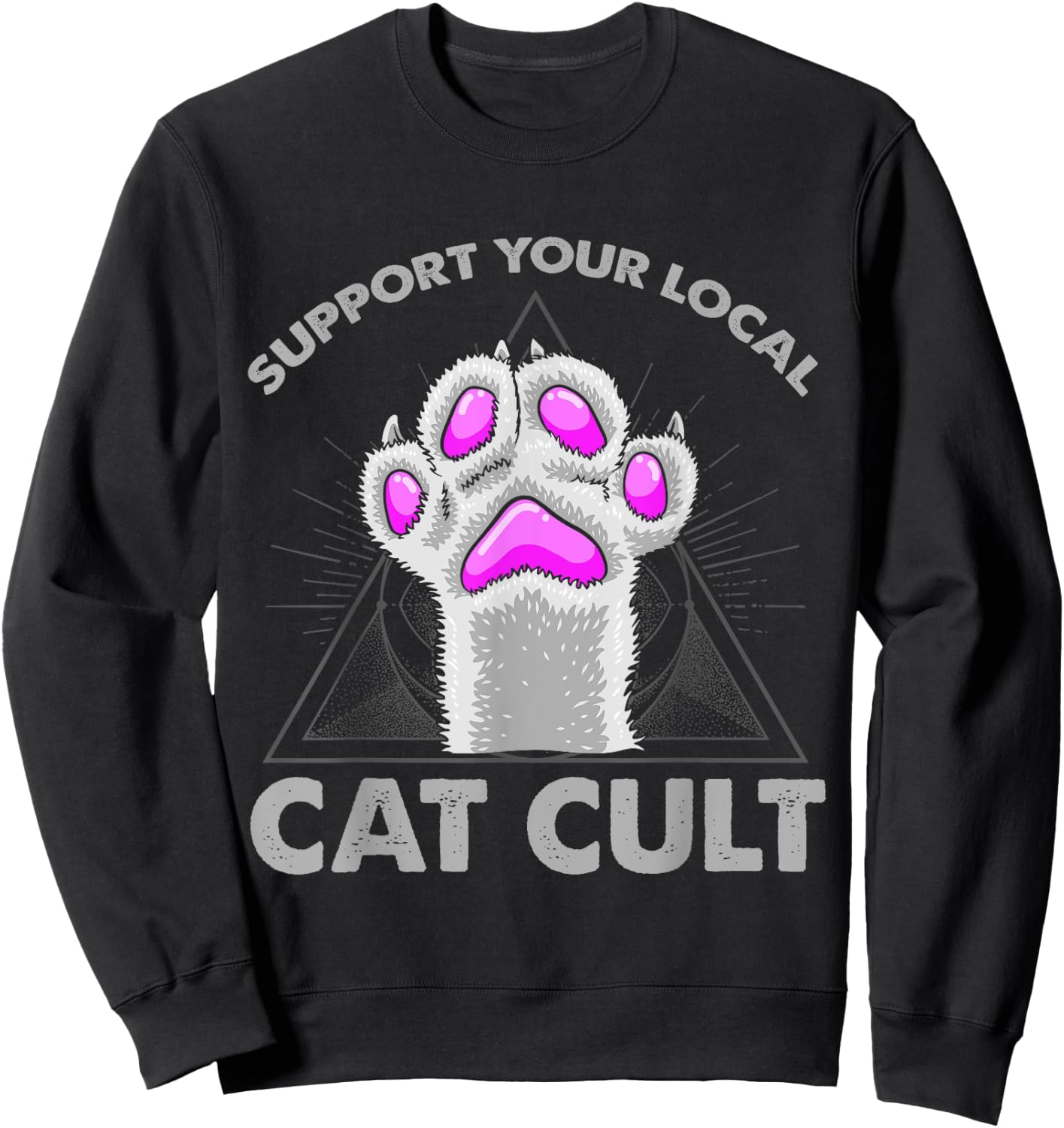 Goth Evil Cat T Shirt Support Your Local Cat Cult Satanic Men Women Girls Kids Sweatshirt - Sweatshirt | Black