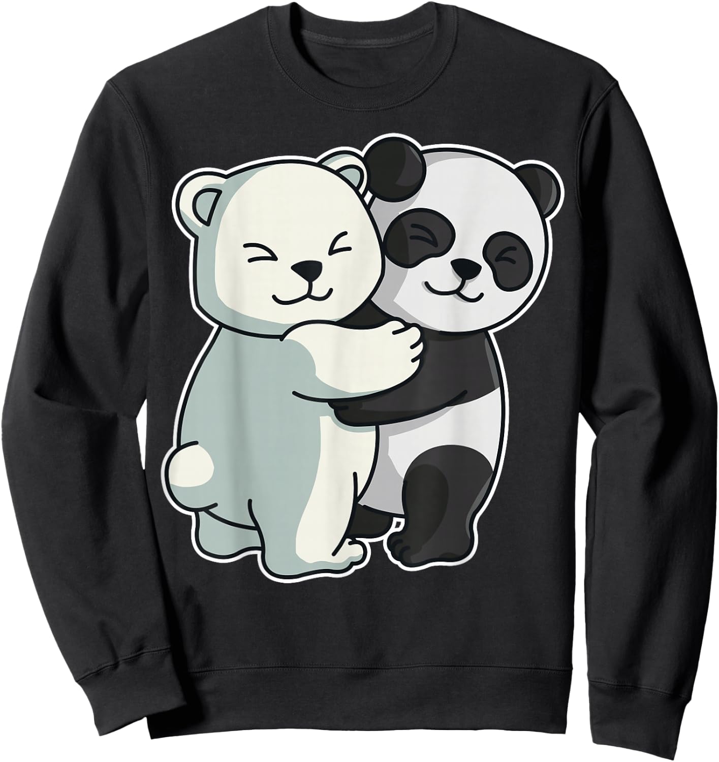 Icebear Panda cute Polar bear Hug Cuddle Animals Hugging Sweatshirt - Sweatshirt | Black