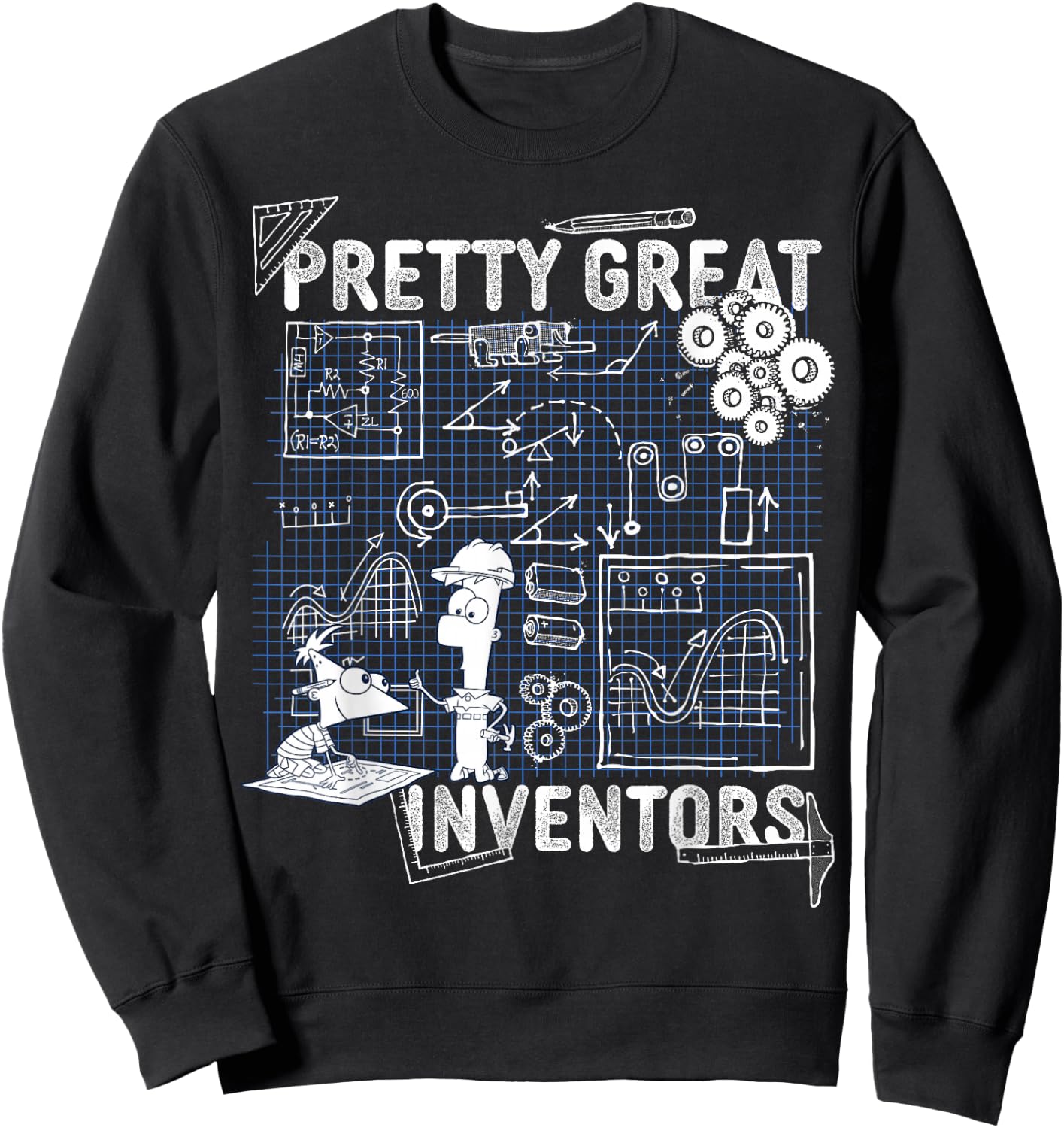 Disney Phineas and Ferb Inventions Schematic Sweatshirt - Sweatshirt | Black