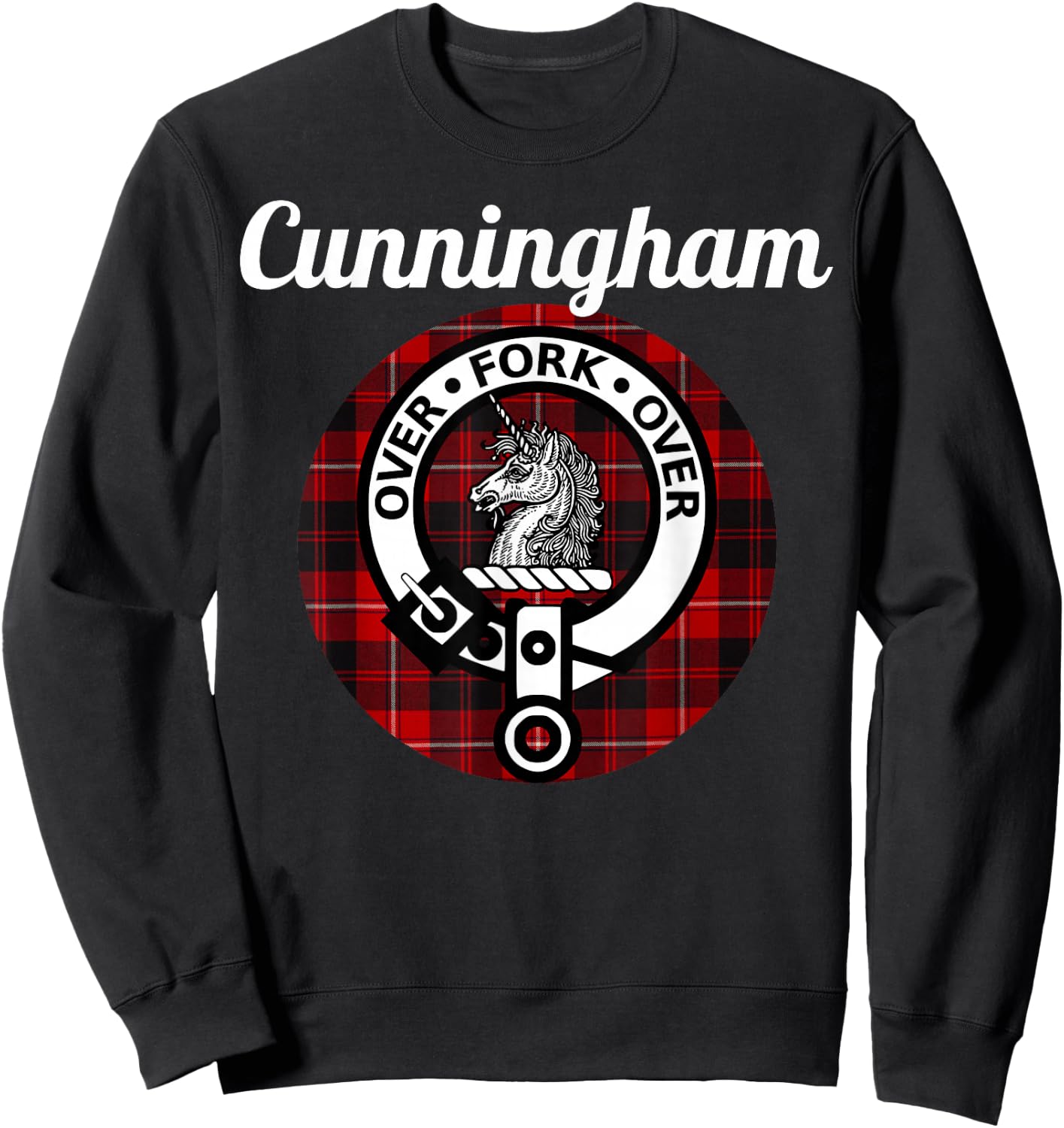 Cunningham Clan Scottish Name Coat Of Arms Tartan Sweatshirt - Sweatshirt | Black