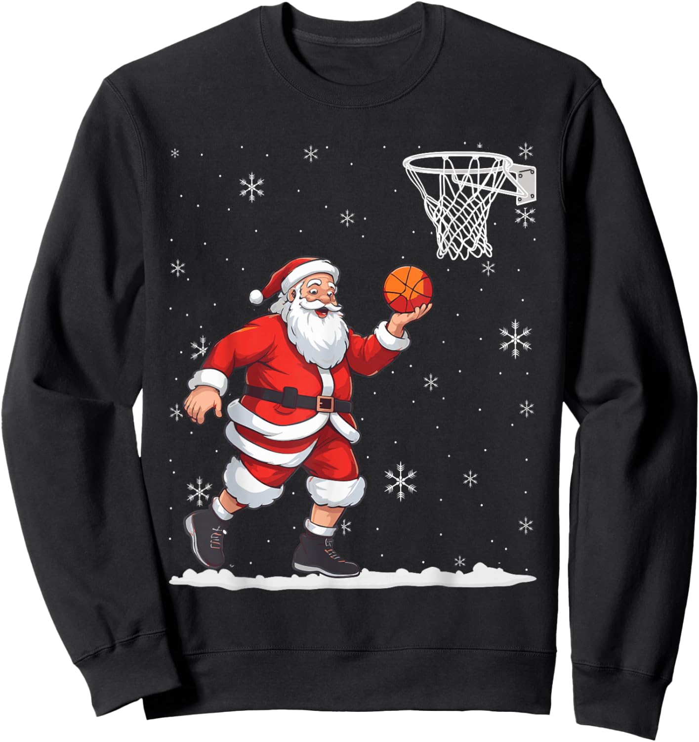 Basketball Christmas Men Boys Basketball Santa Claus Sweatshirt - Sweatshirt | Black
