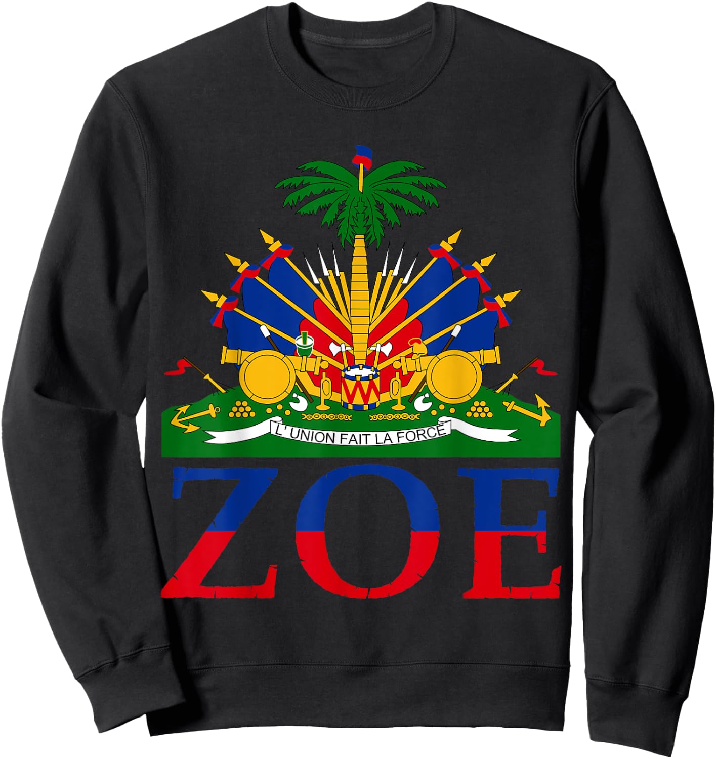 Zoe | Cute Haiti Honored Flag Day Gift Sweatshirt - Sweatshirt | Black