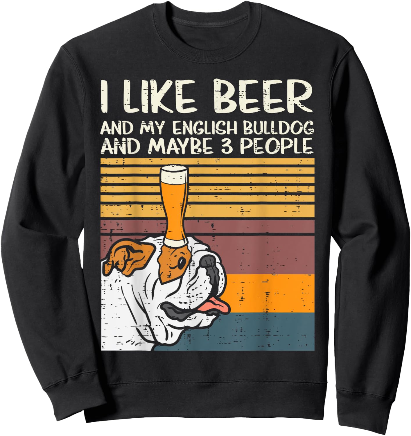 Beer English Bulldog 3 People Funny Drinking Dog Lover Gift Sweatshirt - Sweatshirt | Black