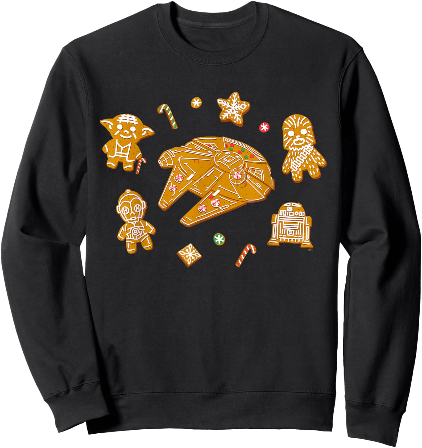 Star Wars Holiday Christmas Gingerbread Cookie Heroes Sweatshirt - Sweatshirt | Black