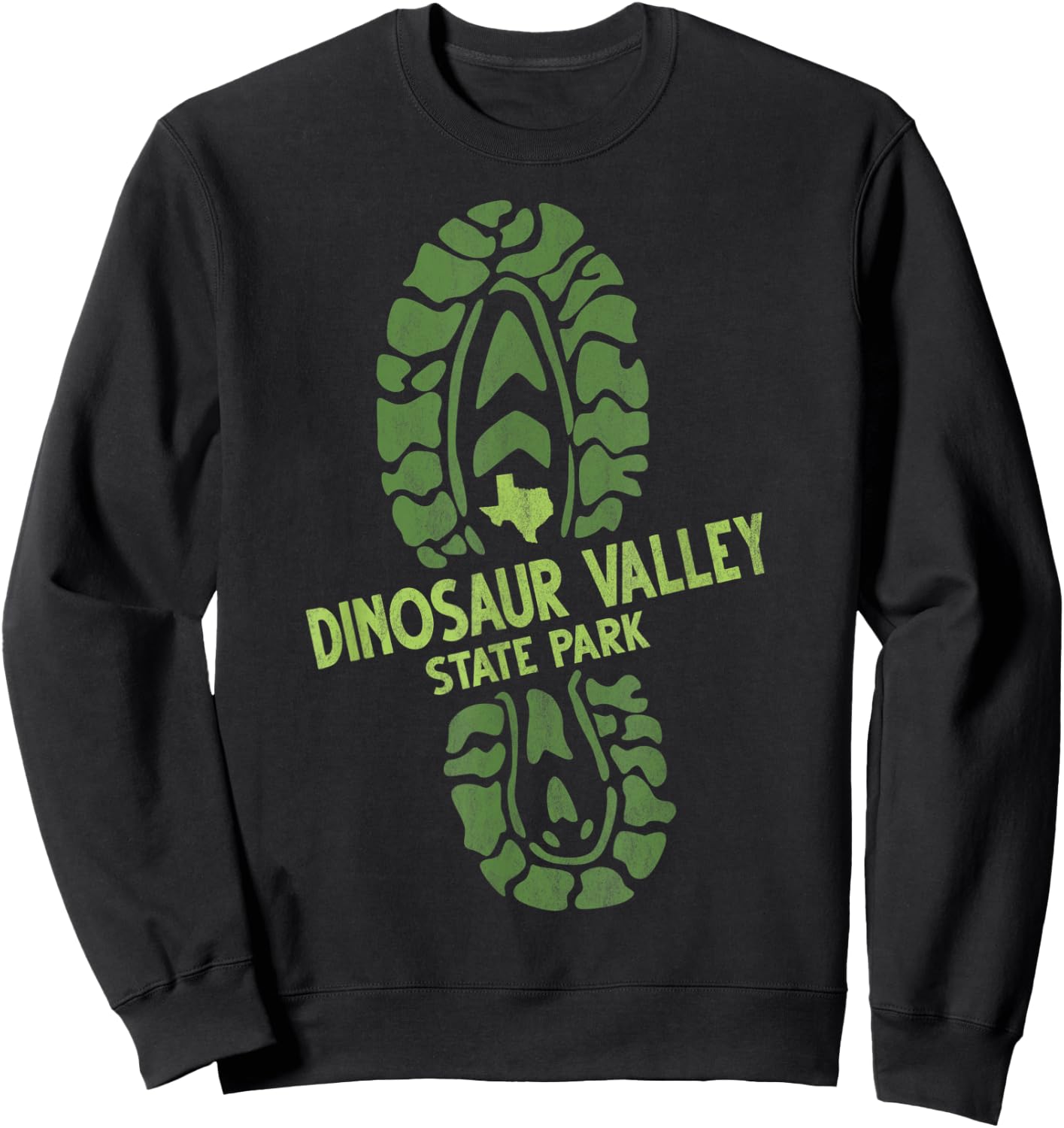 I Love Dinosaur Valley State Park Texas TX Hiking Boot Print Sweatshirt - Sweatshirt | Black