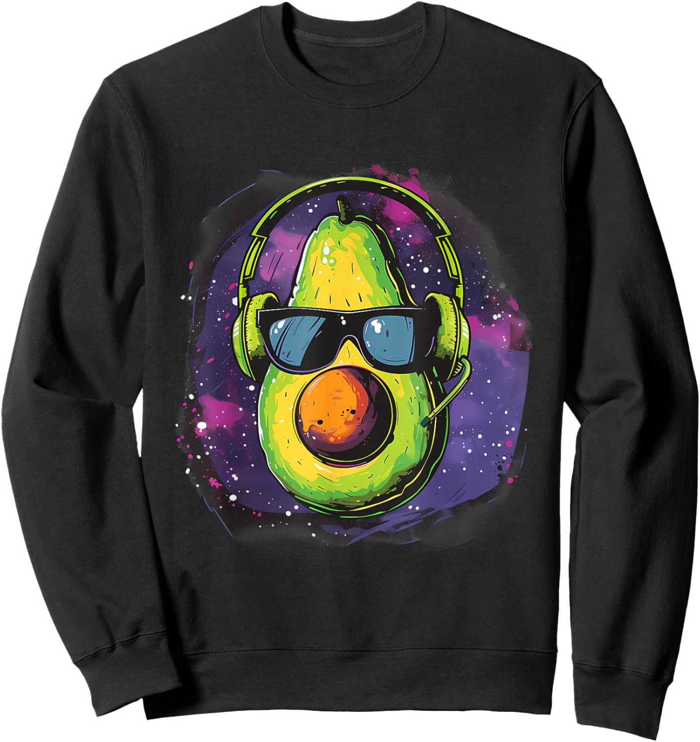 Techno Dance Club Music Headphones Beatmaker Avocado DJ Sweatshirt - Sweatshirt | Black