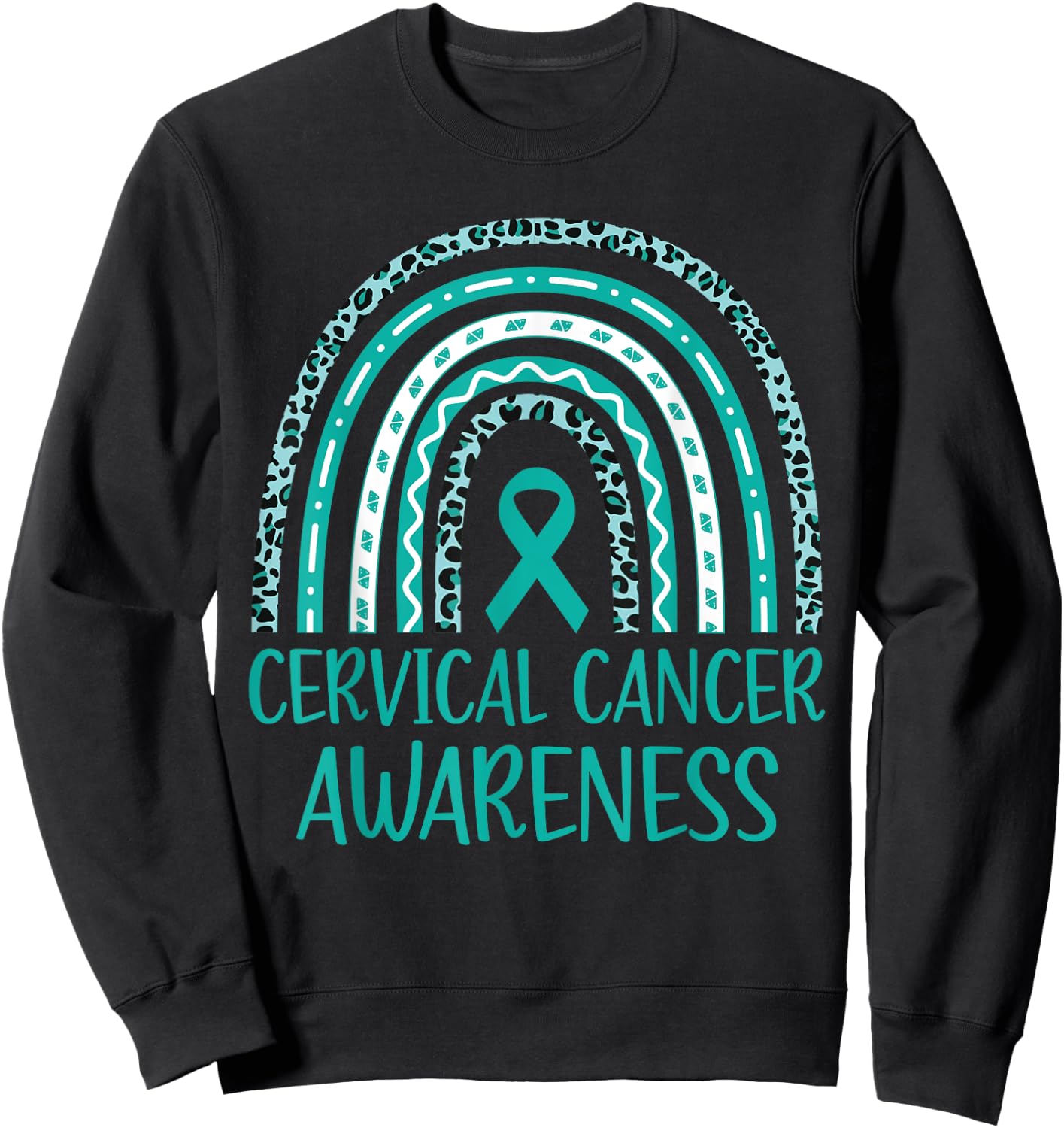 In January We Wear Teal and White Cervical Cancer Awareness Sweatshirt - Sweatshirt | Black