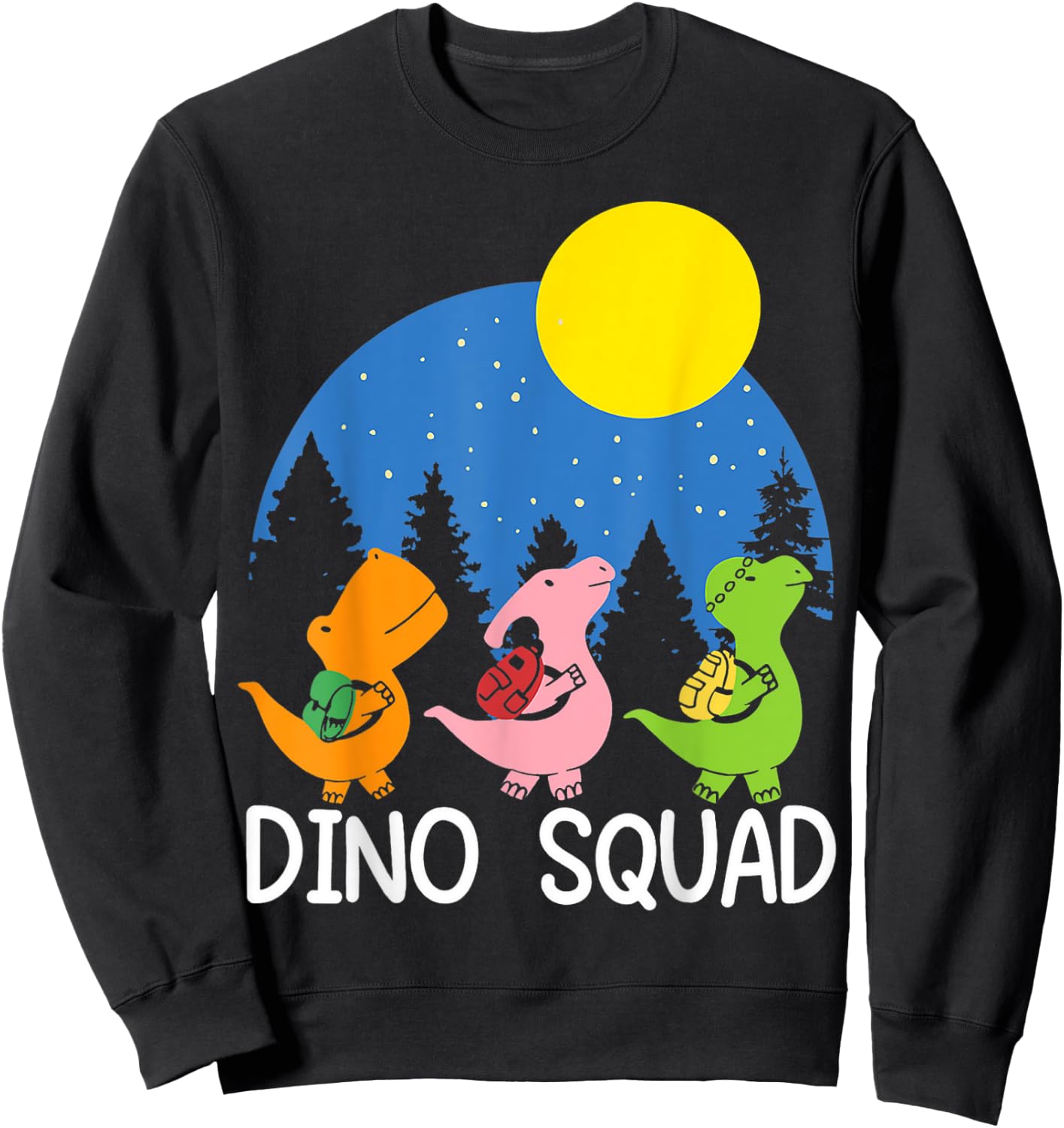 Dino Squad Fossils Dinosaur Matching Dinosaur Love Graphic Sweatshirt - Sweatshirt | Black