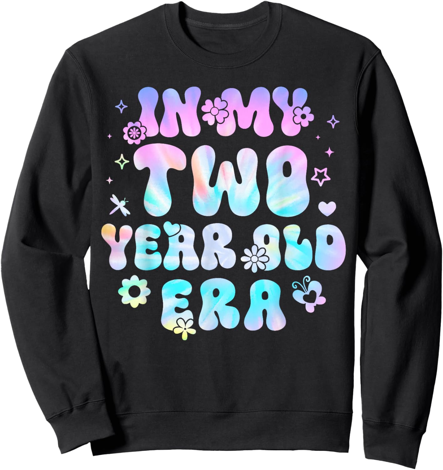 Groovy In My Two Year Old Era Girl 2nd Birthday 2 Yrs Old Sweatshirt - Sweatshirt | Black