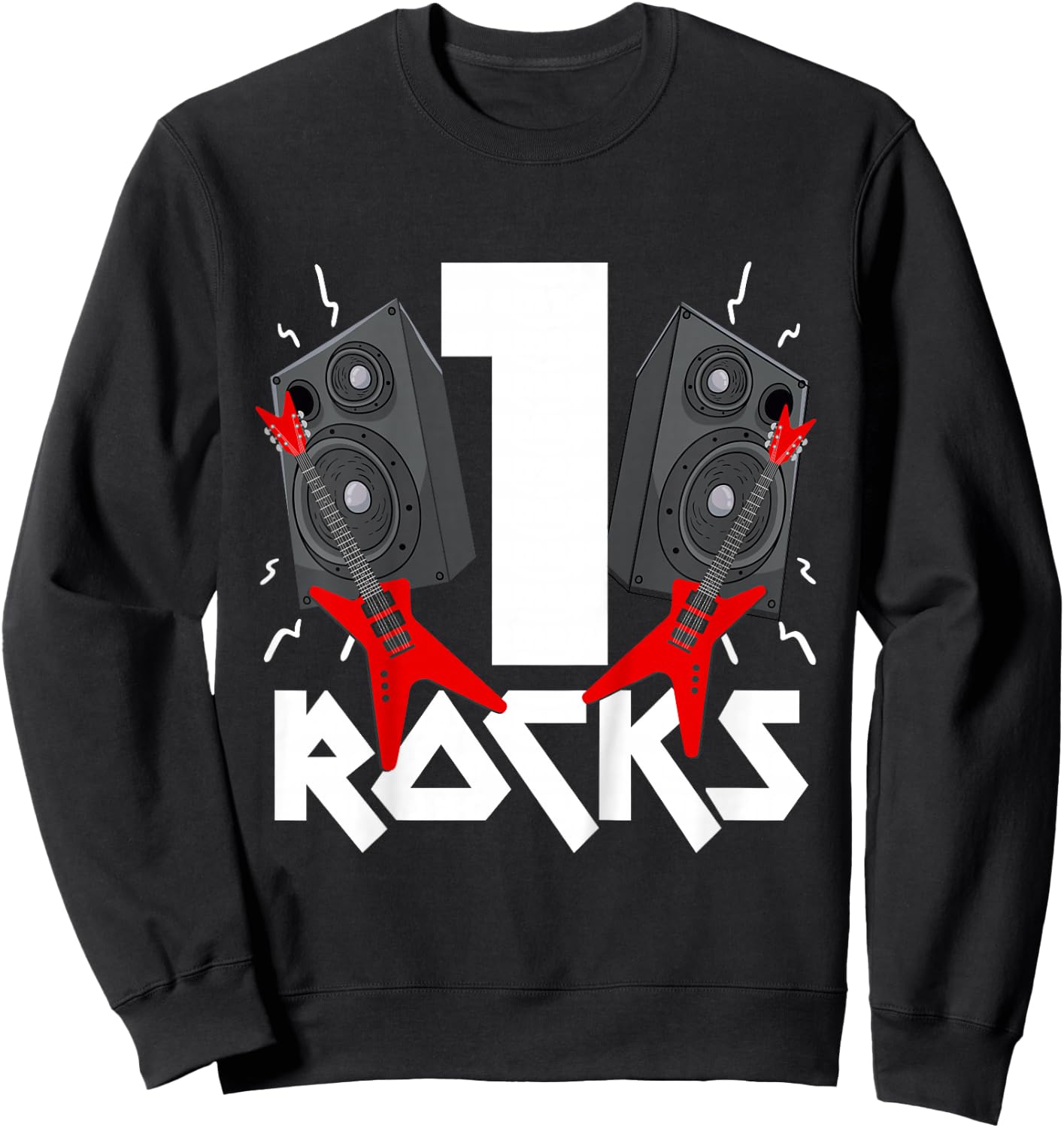 1 Rocks Birthday Party 1 Year Old Rock N Roll Star 1st Gift Sweatshirt - Sweatshirt | Black