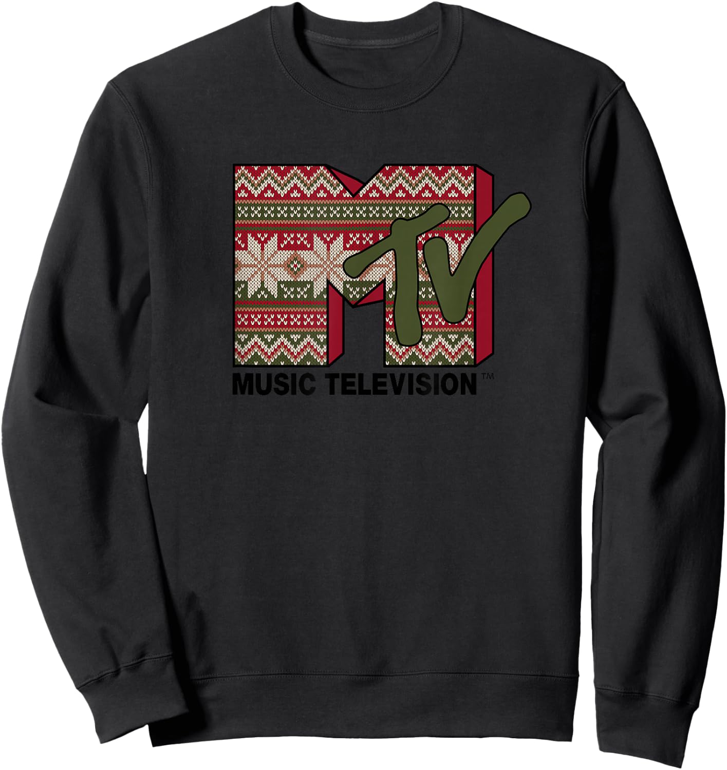 MTV Christmas Sweater Logo Sweatshirt - Sweatshirt | Black