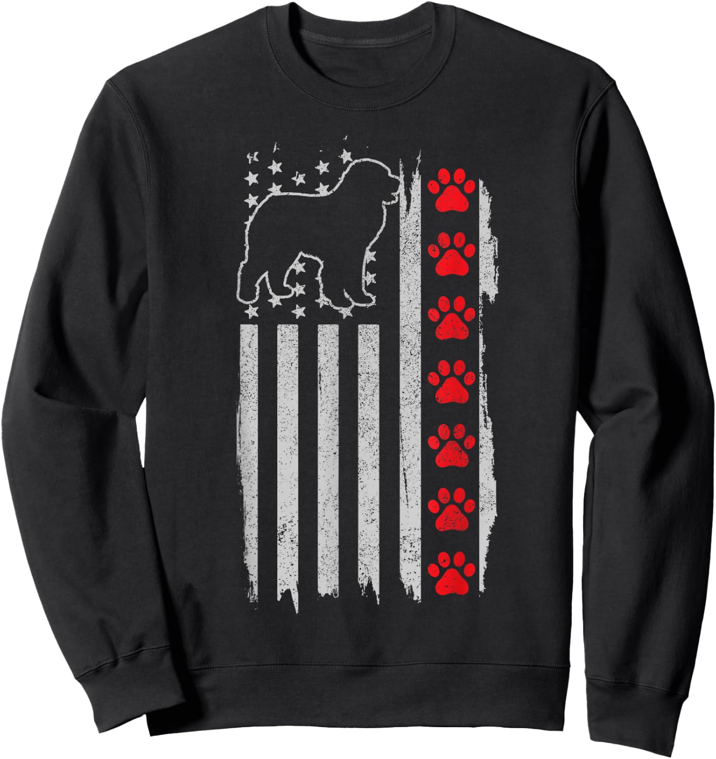Pyrenees American Flag 4th of July Patriotic Dog Sweatshirt - Sweatshirt | Black