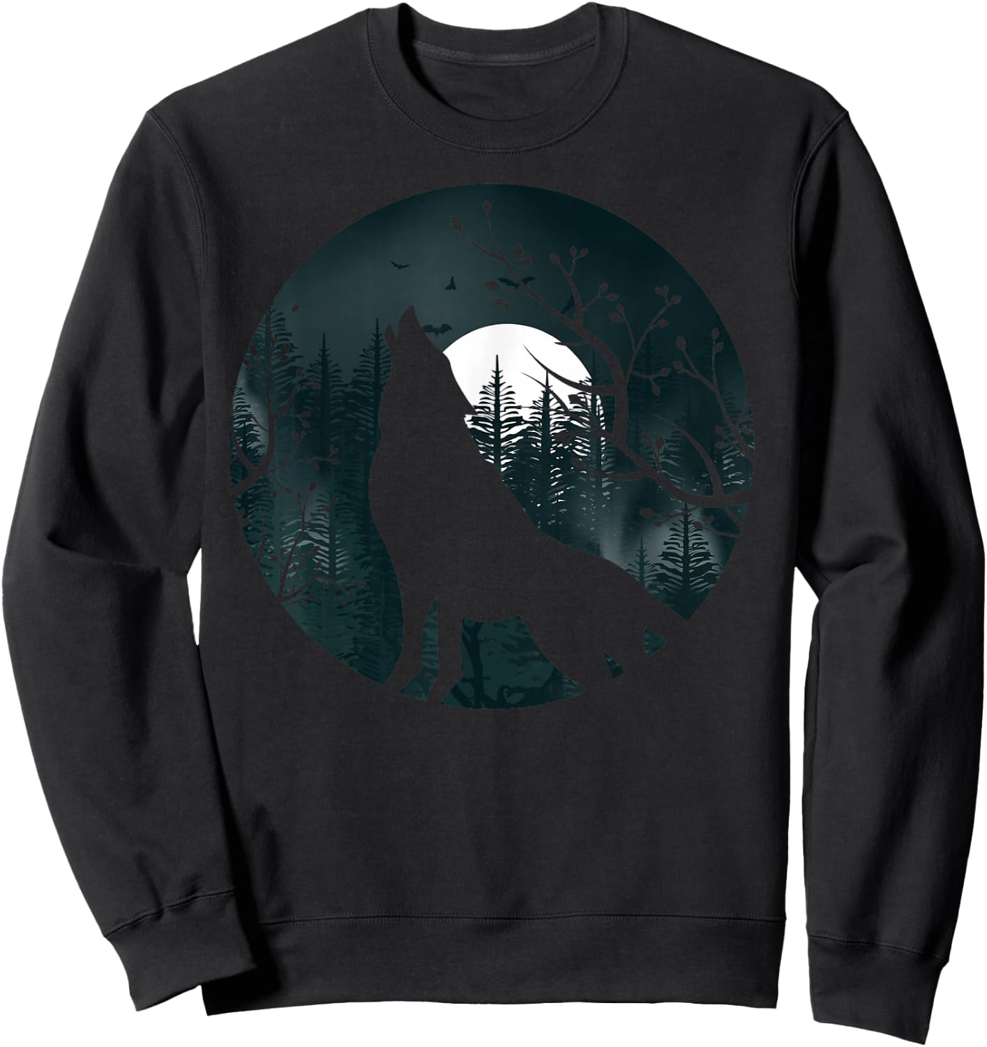 Wolf Howling at The Moon Wolf Silhouette Darkness Sweatshirt - Sweatshirt | Black