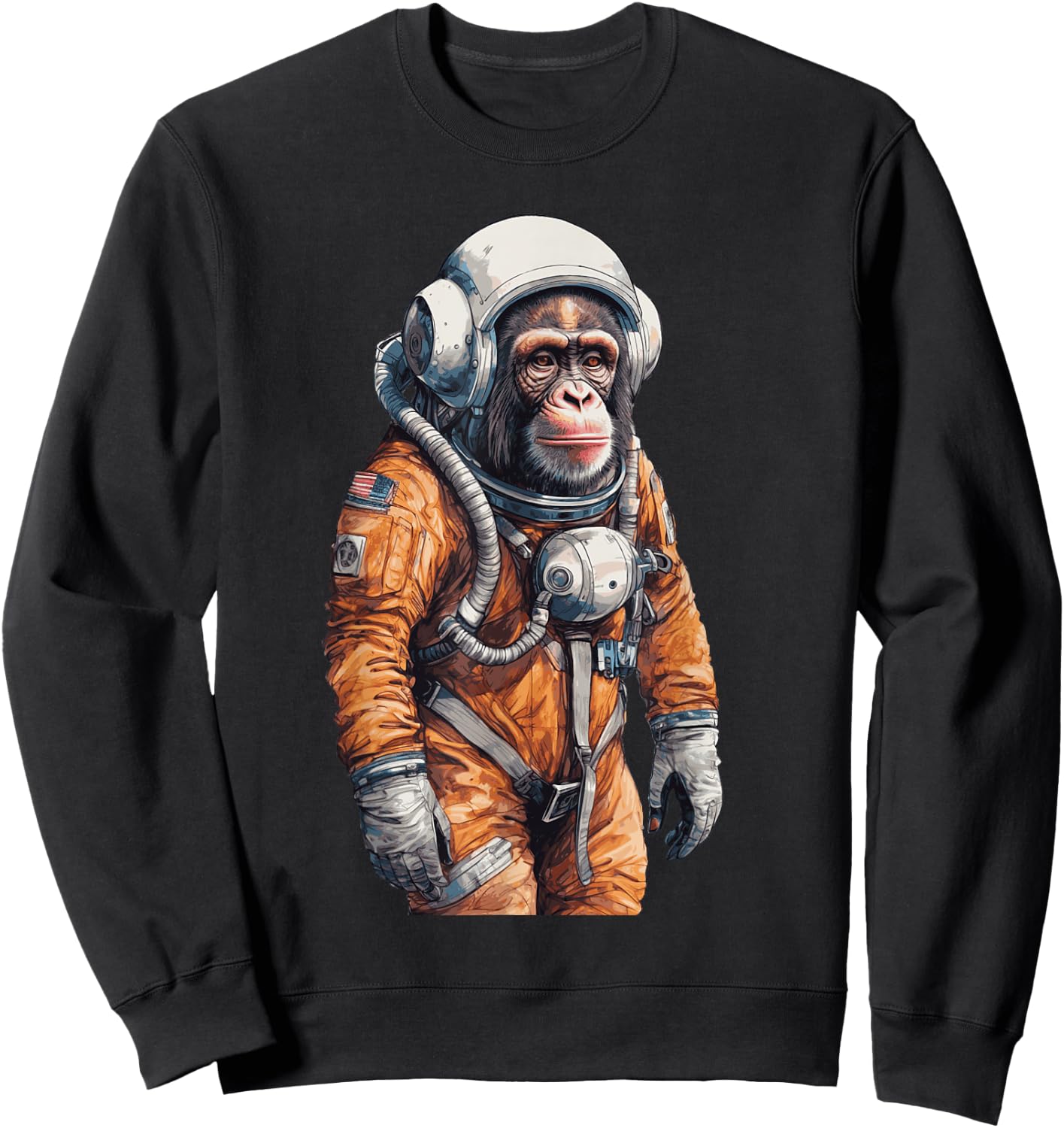 Monkey Astronaut Vintage Travel Spacesuit Cosmonaut Space Sweatshirt - Sweatshirt | Black
