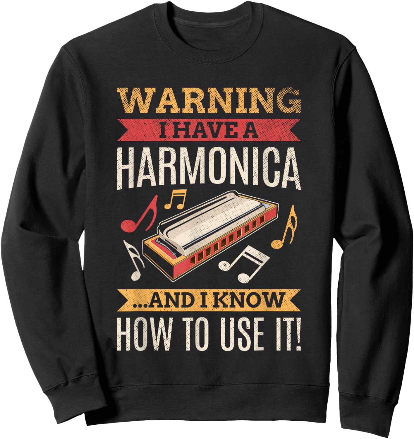Harmonica Vintage Retro Harmonica Player Gift Sweatshirt - Sweatshirt | Black