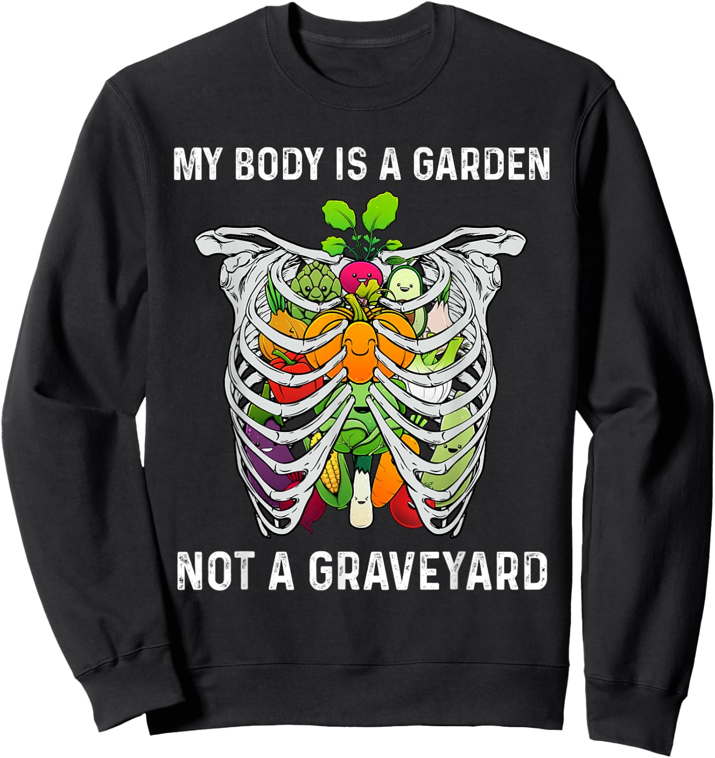 Funny Vegan Gift Women Cool Vegetarian Foodie Eater Sweatshirt - Sweatshirt | Black