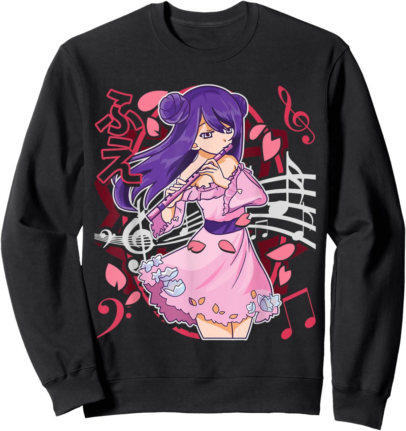 The Flutist | Anime Flute Musician Marching Band Manga Otaku Sweatshirt - Sweatshirt | Black