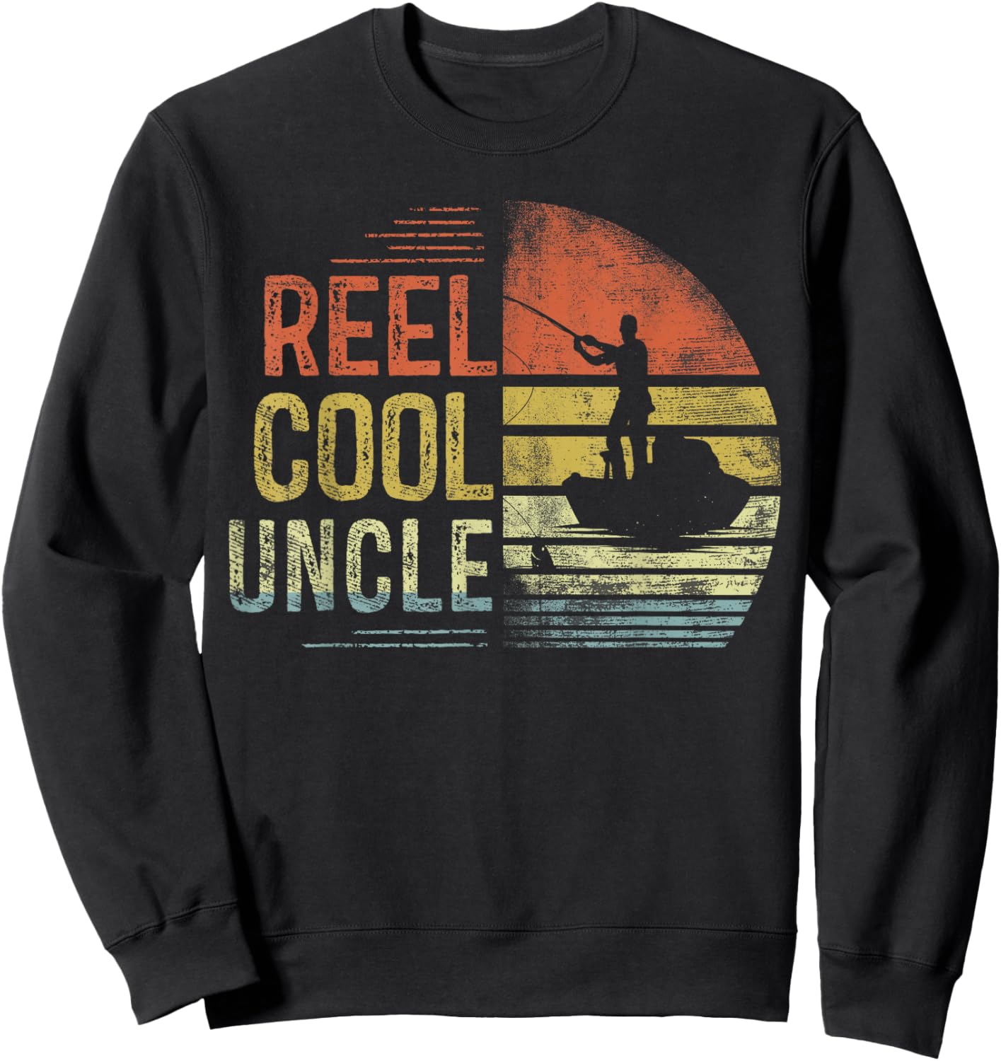 Reel Cool Uncle Fishing Gifts Uncle Birthday Vintage Sweatshirt - Sweatshirt | Black