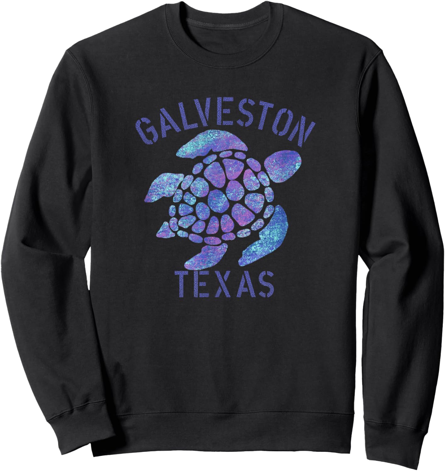Galveston, TX Beach Design / Tribal Turtle Gift Sweatshirt - Sweatshirt | Black
