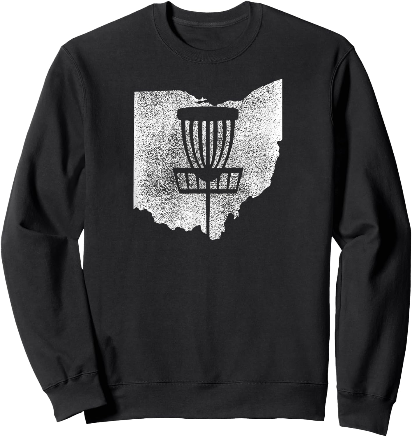 Ohio Disc Golf State with Basket Distressed Graphic Sweatshirt - Sweatshirt | Black