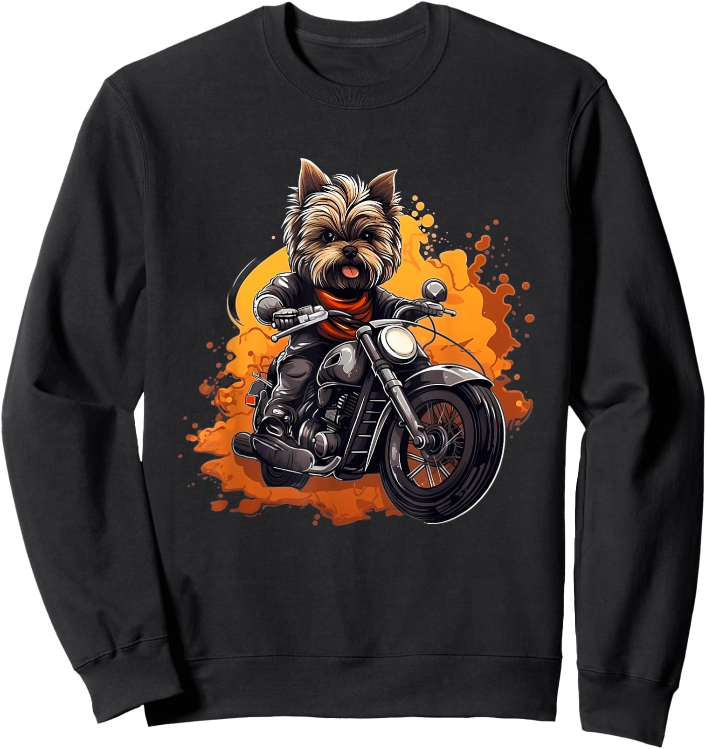Biker Yorkie Dog Riding Motorcycle Sweatshirt - Sweatshirt | Black