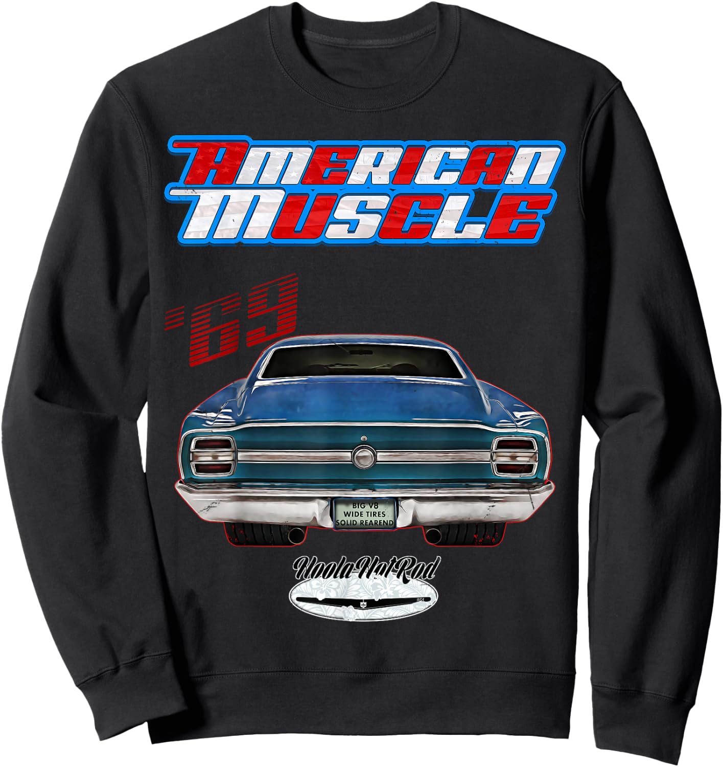 Hoola Hotrod 1969 Torino Hot Rod Muscle Car Pony Car Adult Black Cotton Polyester Small Classic Fit Pull On Short Sleeve Sweatshirt - Sweatshirt | Black