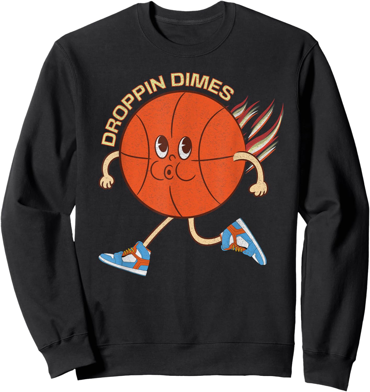 Vintage Basketball Women Retro Basketball Dimes Sweatshirt - Sweatshirt | Black