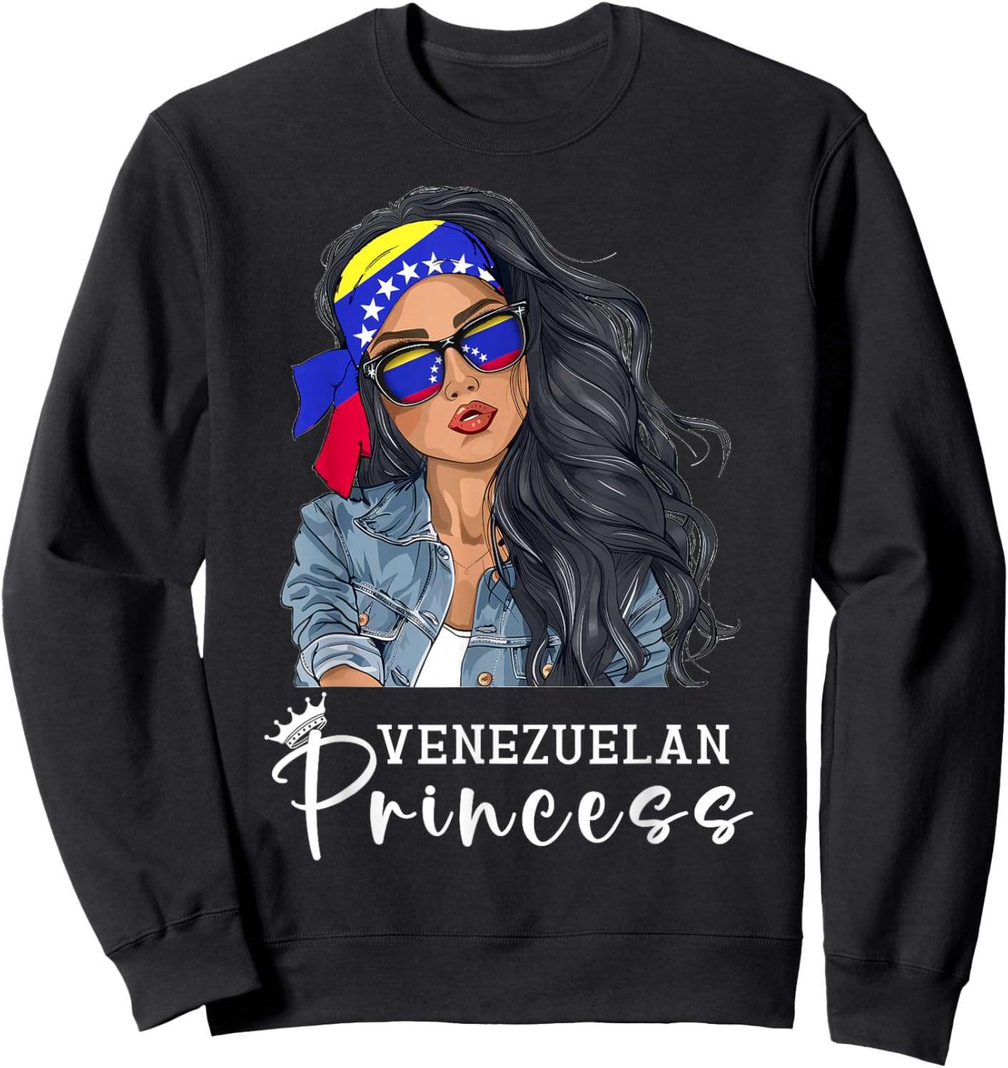Venezuelana Woman Products Flag Uniform Princess Venezuela Sweatshirt - Sweatshirt | Black