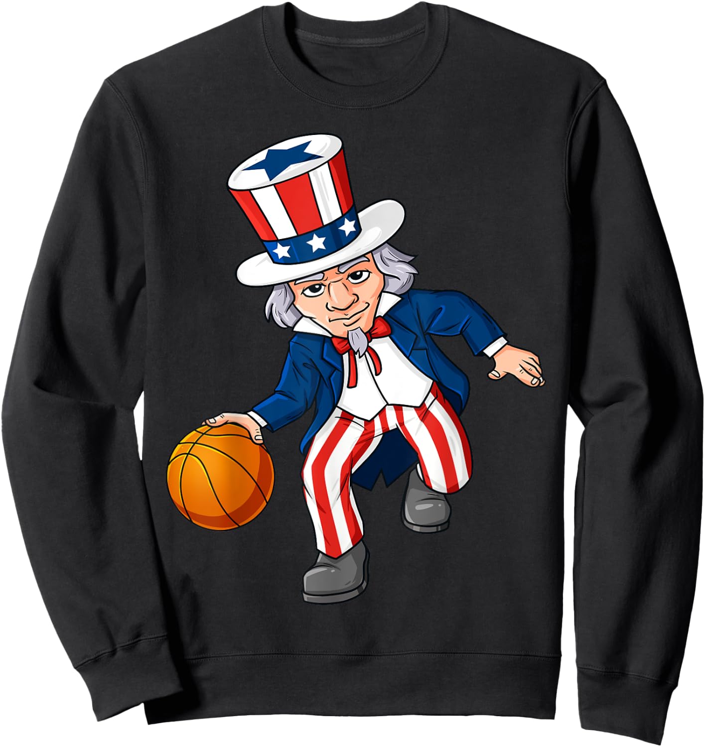 Basketball Uncle Sam 4th Of July Boys Kids Teens Dribble Sweatshirt - Sweatshirt | Black