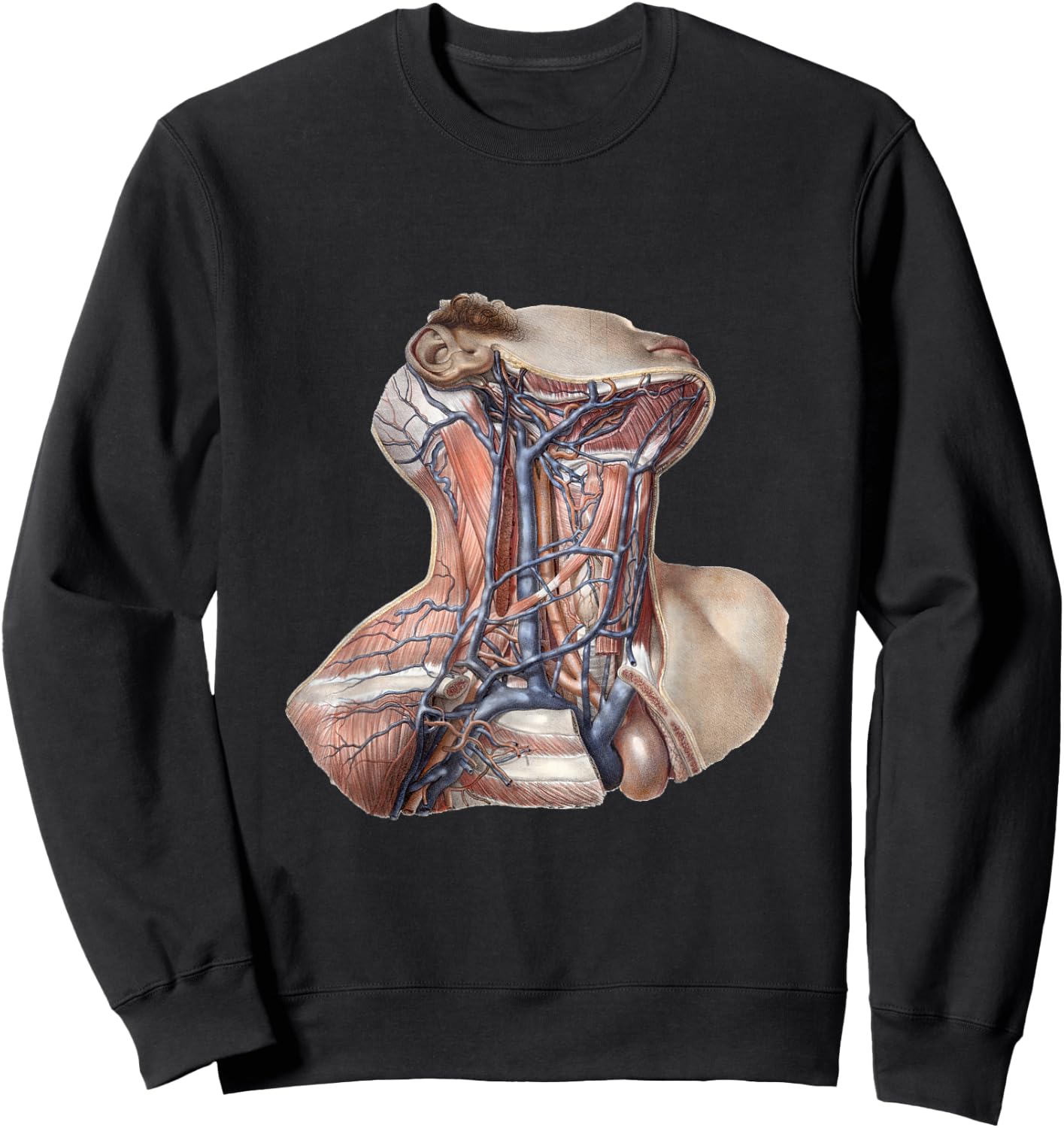 Vintage Human Anatomy Neck and Throat with Veins Sweatshirt - Sweatshirt | Black