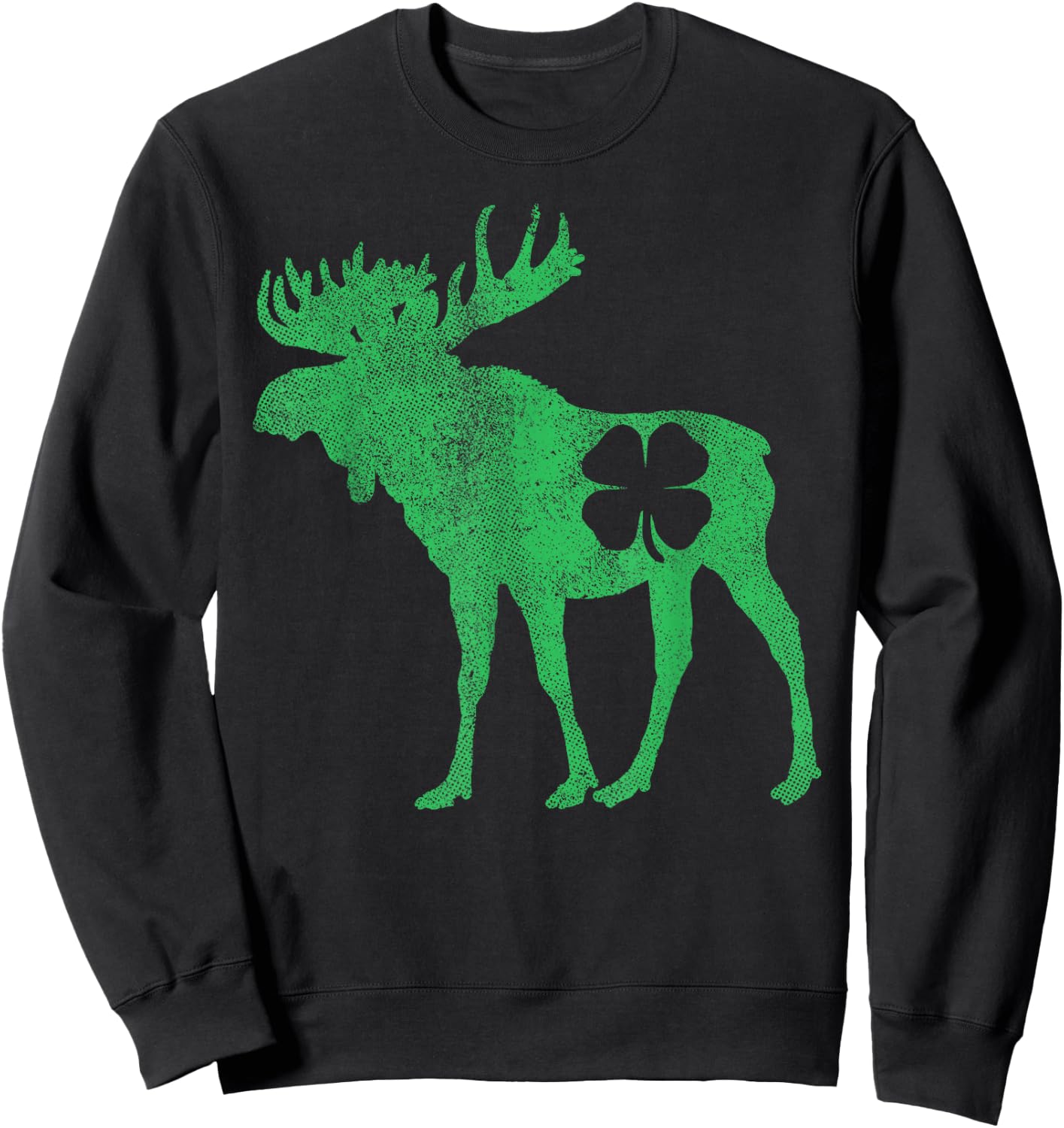 St Patrick's Day Moose Irish Shamrock Saint Paddy's Sweatshirt - Sweatshirt | Black