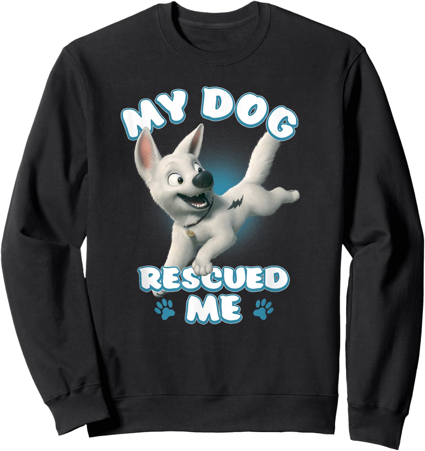 Disney Bolt My Dog Rescued Me Paw Prints Sweatshirt - Sweatshirt | Black