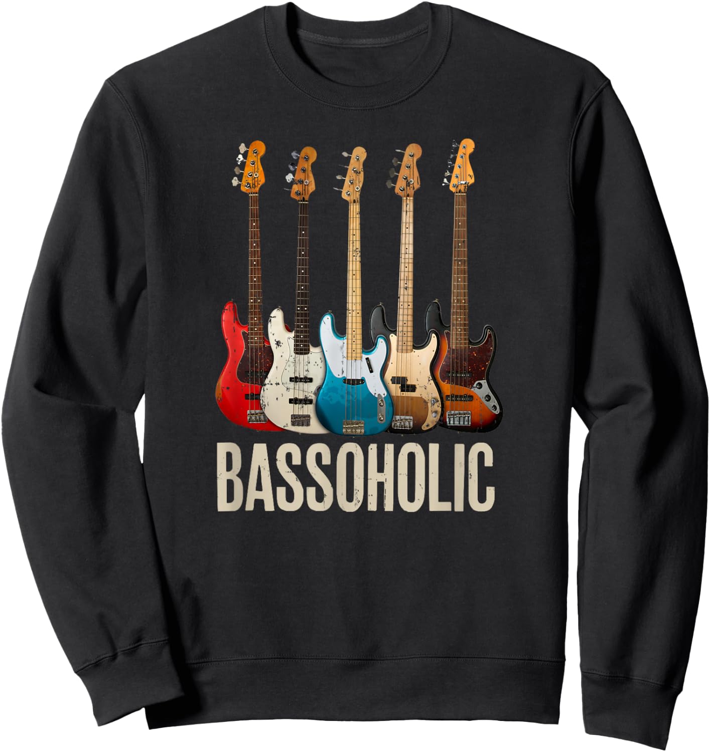 Bassoholic Gift Collector Bass Guitar Player Bassist Sweatshirt - Sweatshirt | Black