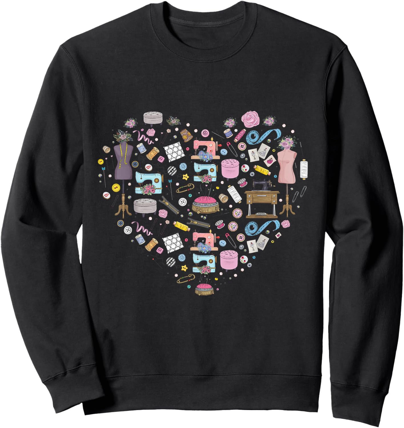 Sewing Quilting Machine Quilters Gift Sewing Lover Heart Sweatshirt - Sweatshirt | Black